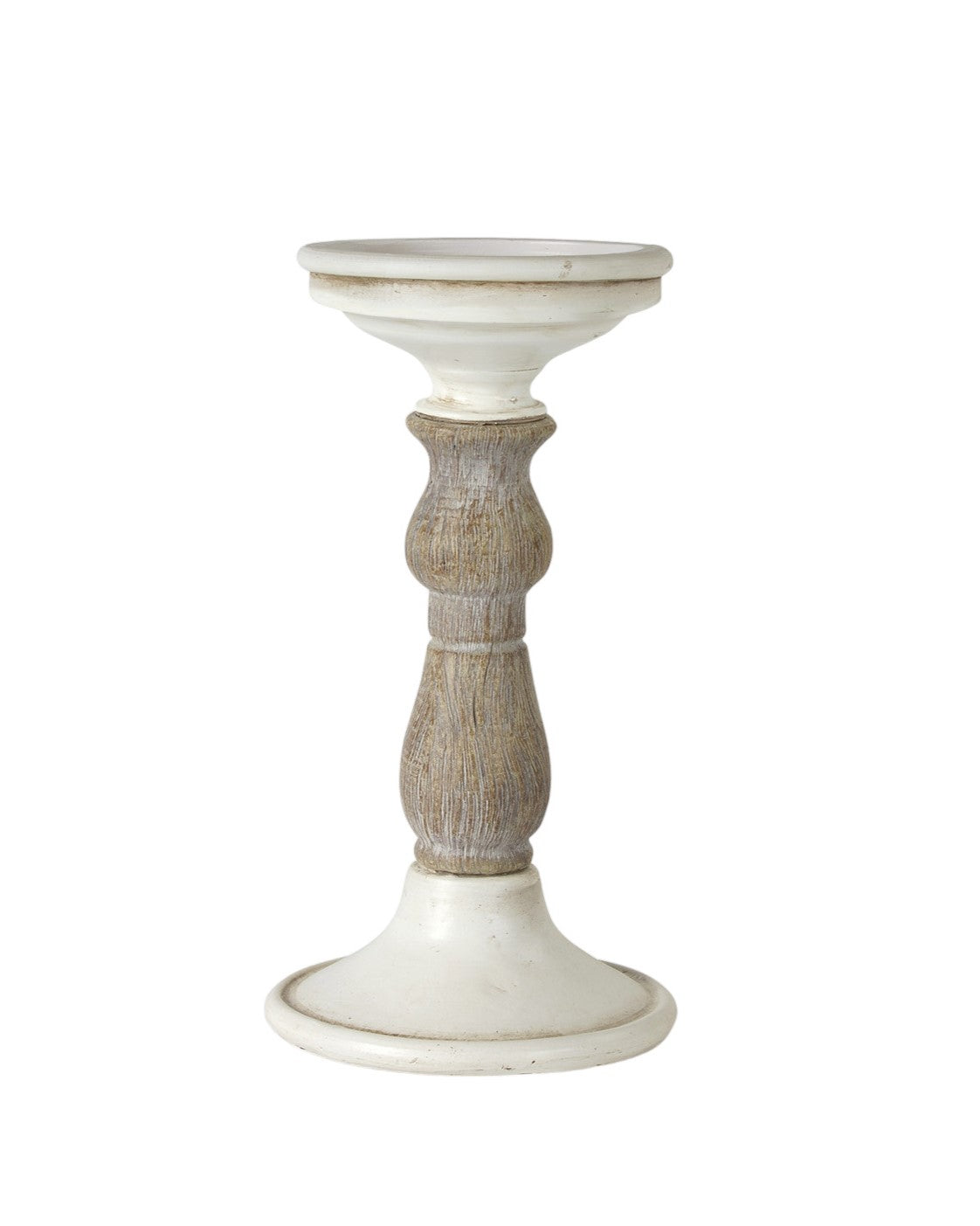 Set of Three Ivory and Natural Resin Tabletop Pillar Candle Holders-Candle Holders-DECOROLALA