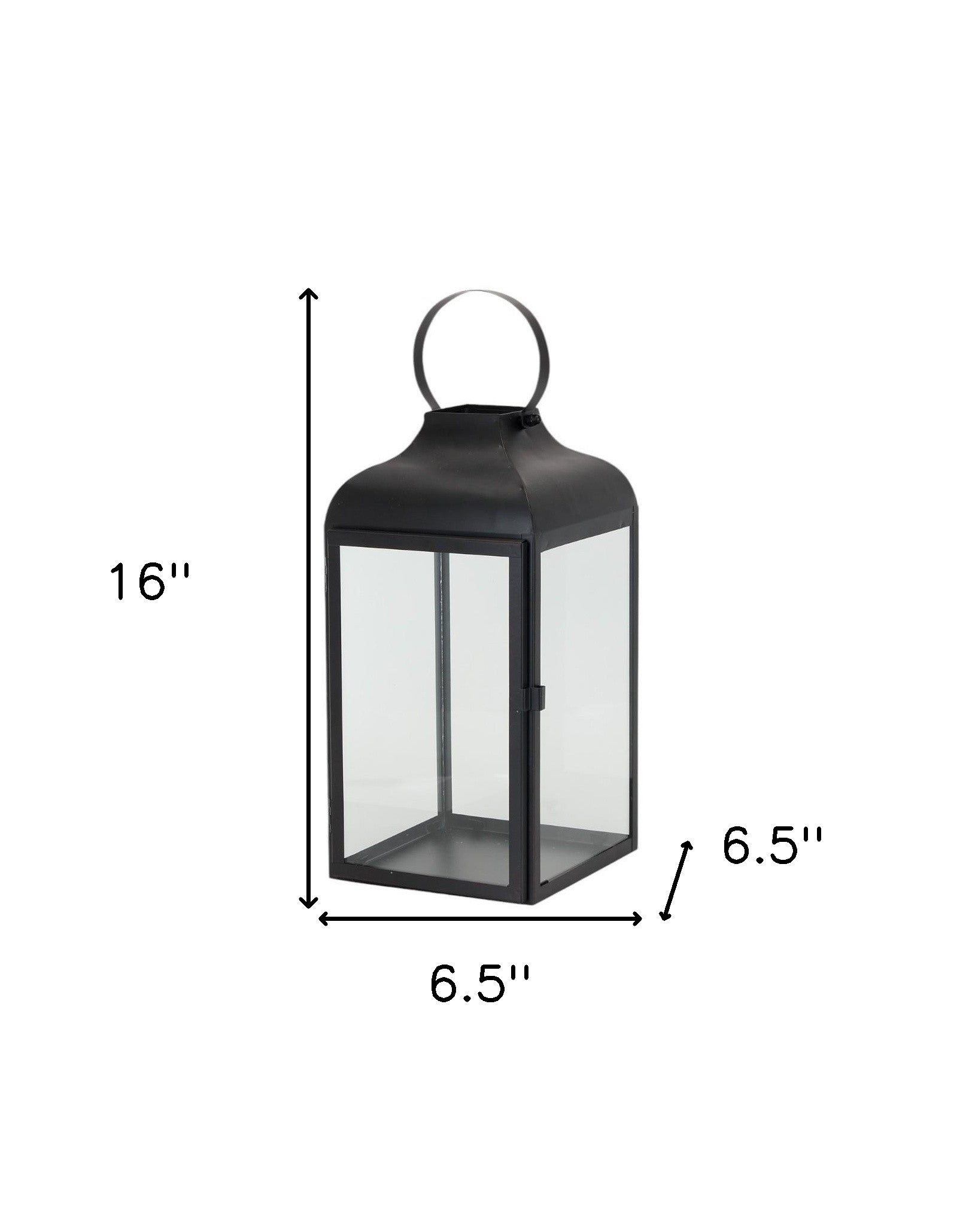 Set of Two Black Distressed Iron Floor Lantern Candle Holders-4