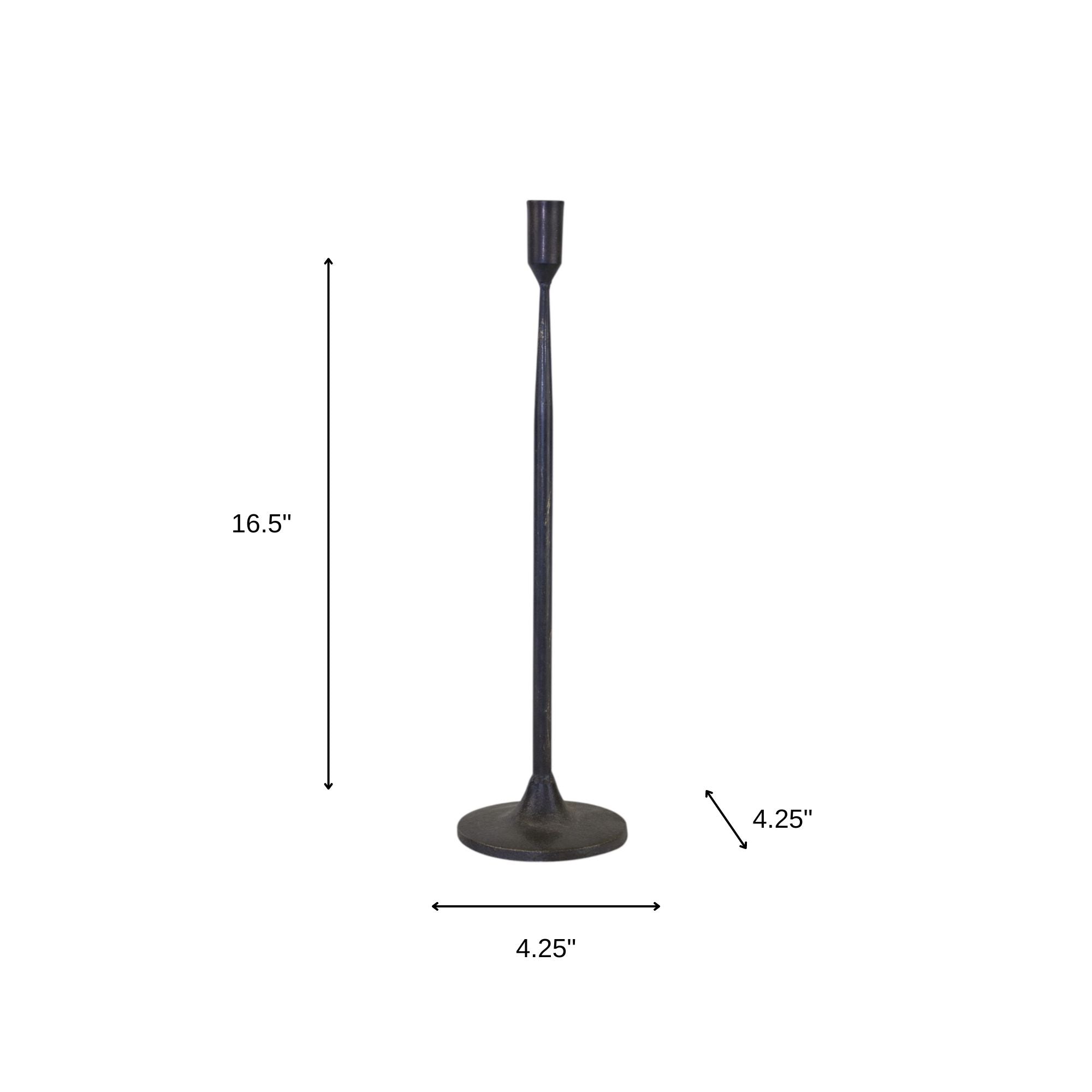 Set of Two Black Distressed Metal Tabletop Taper Candle Holders-Candle Holders-DECOROLALA