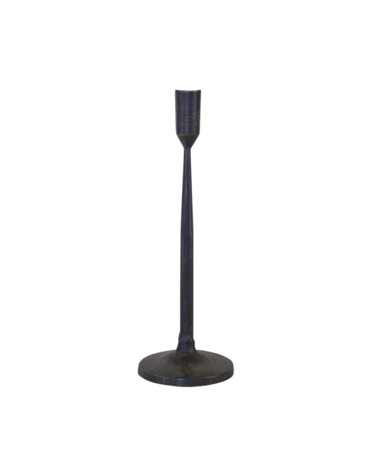 Set of Two Black Distressed Metal Tabletop Taper Candle Holders-Candle Holders-DECOROLALA