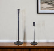 Set of Two Black Distressed Metal Tabletop Taper Candle Holders-Candle Holders-DECOROLALA