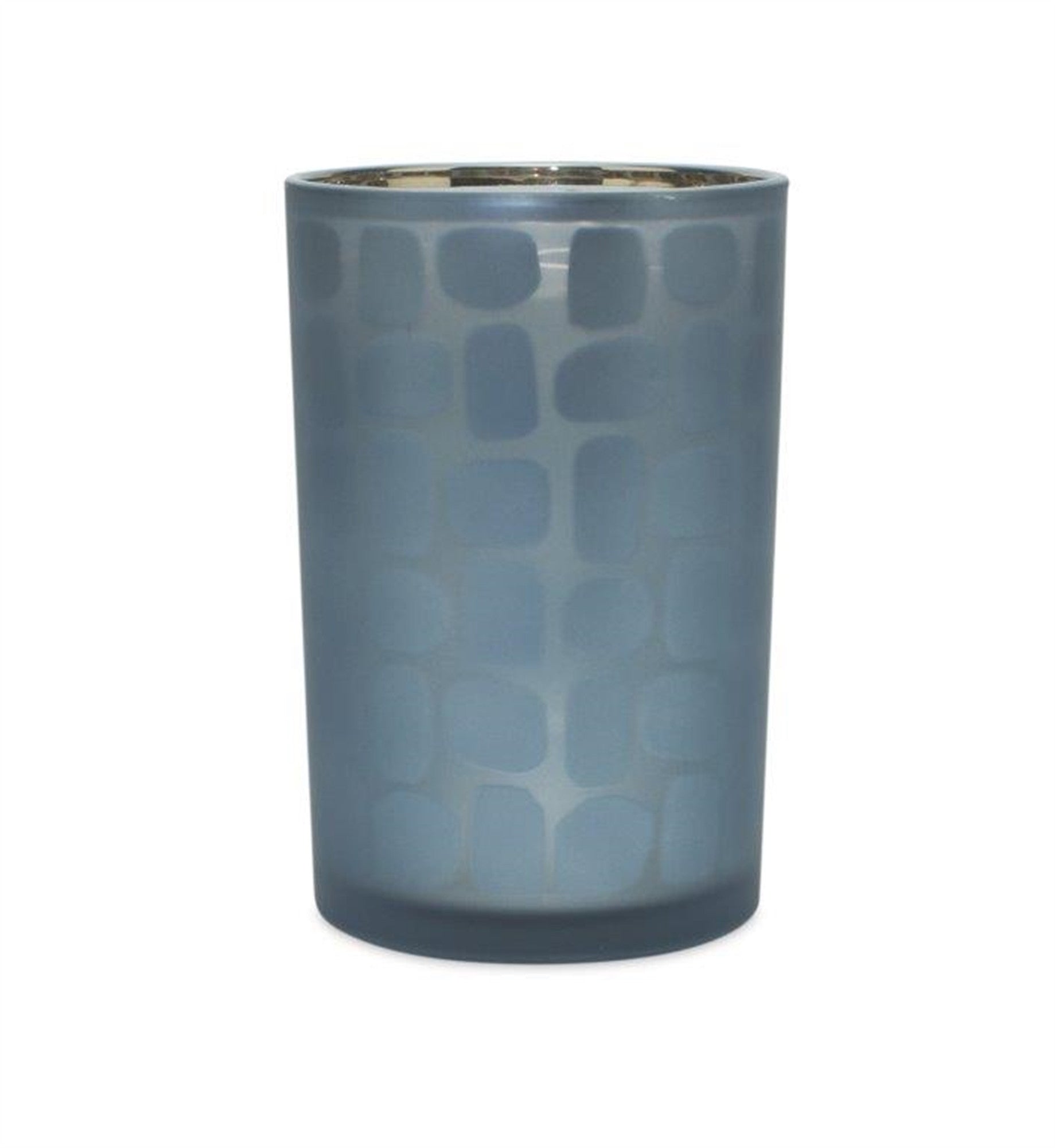 Set of Two Navy Blue Abstract Glass Tabletop Tealight Candle Holders-Candle Holders-DECOROLALA