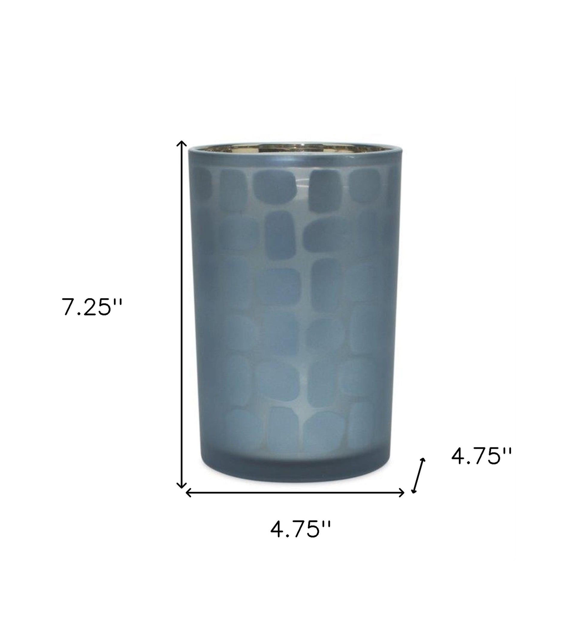 Set of Two Navy Blue Abstract Glass Tabletop Tealight Candle Holders-Candle Holders-DECOROLALA
