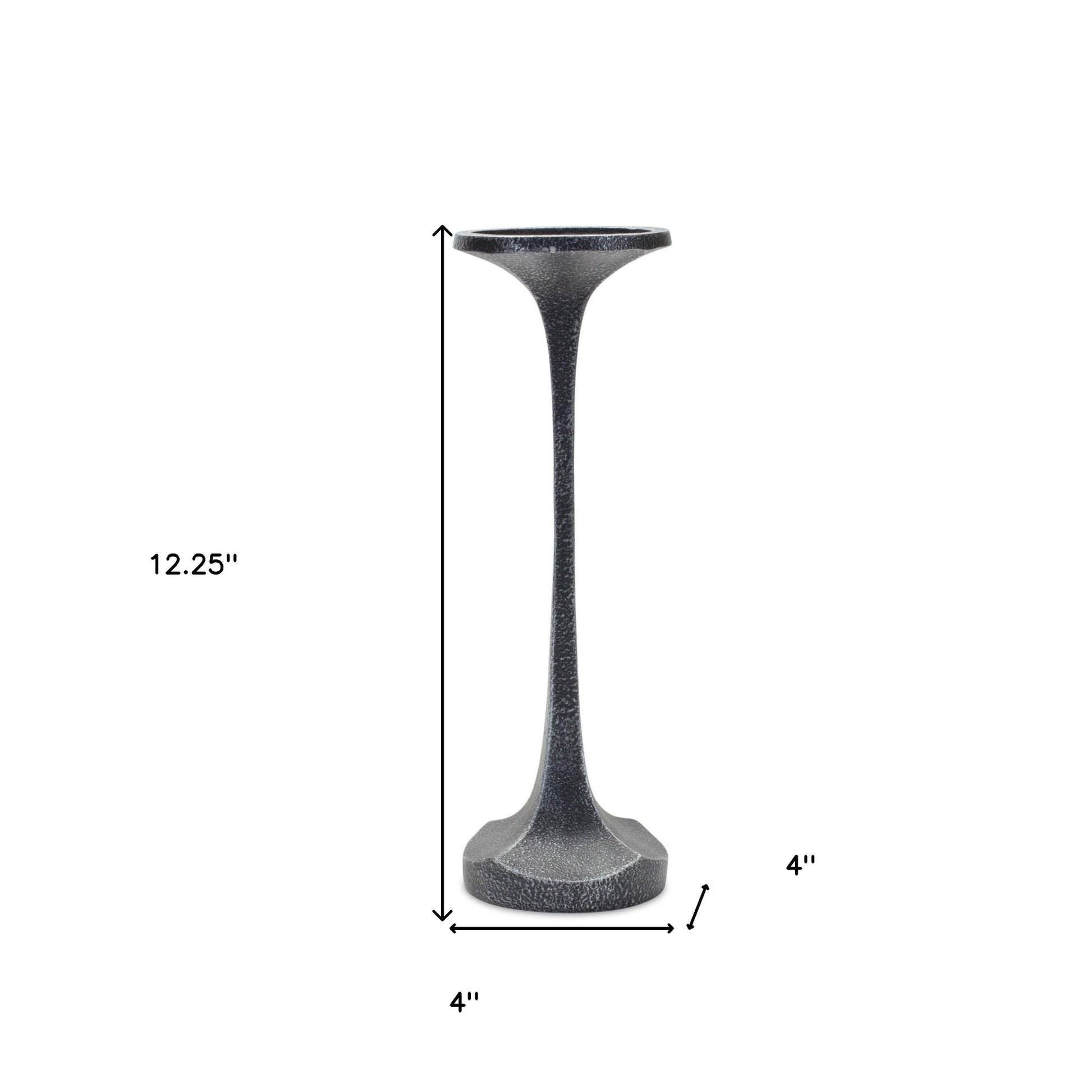 Set of Three Dark Gray Distressed Abstract Polyresin Tabletop Pillar Candle Holders-Candle Holders-DECOROLALA