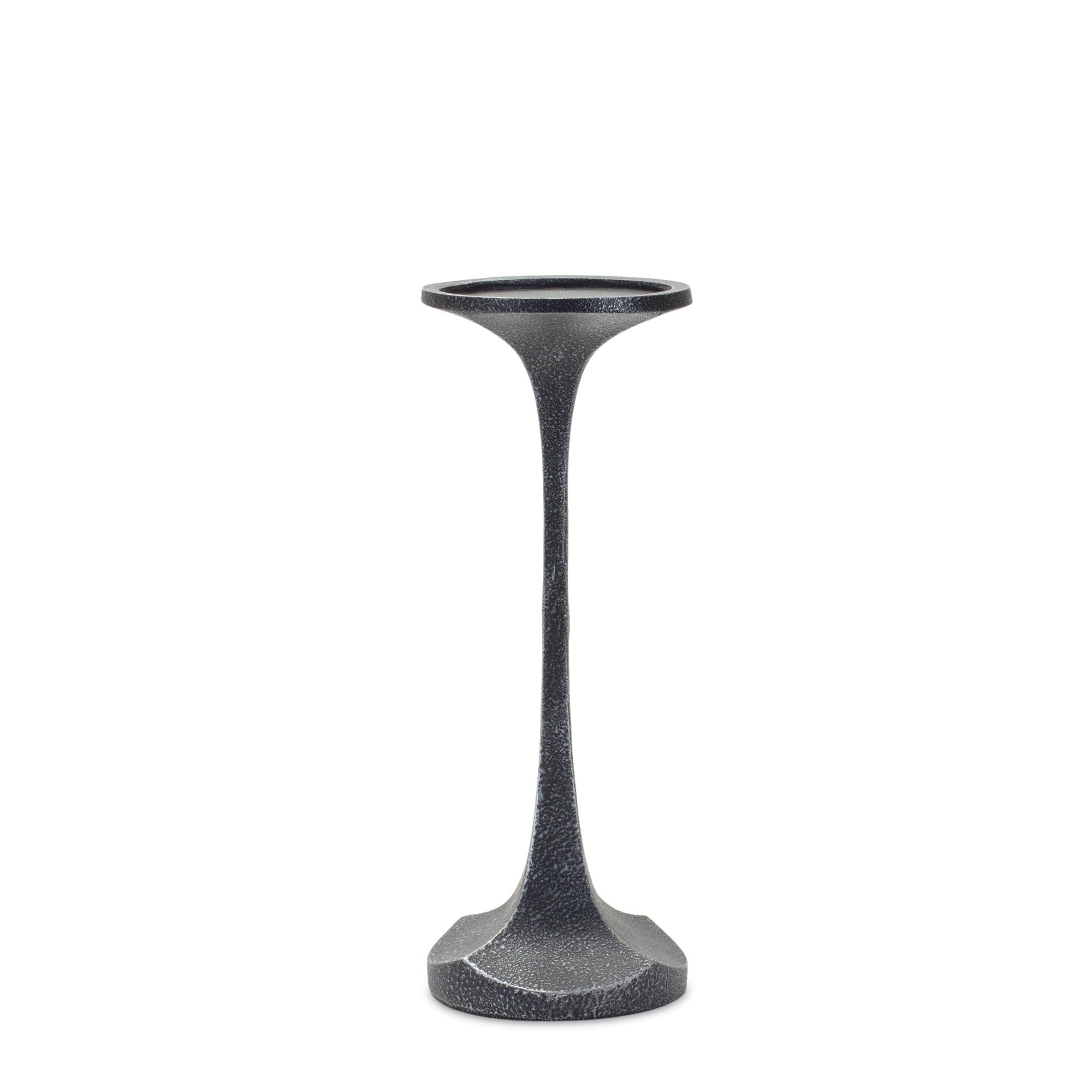 Set of Three Dark Gray Distressed Abstract Polyresin Tabletop Pillar Candle Holders-Candle Holders-DECOROLALA