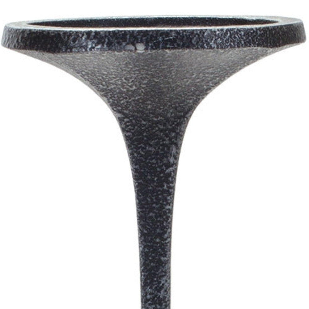 Set of Three Dark Gray Distressed Abstract Polyresin Tabletop Pillar Candle Holders-Candle Holders-DECOROLALA