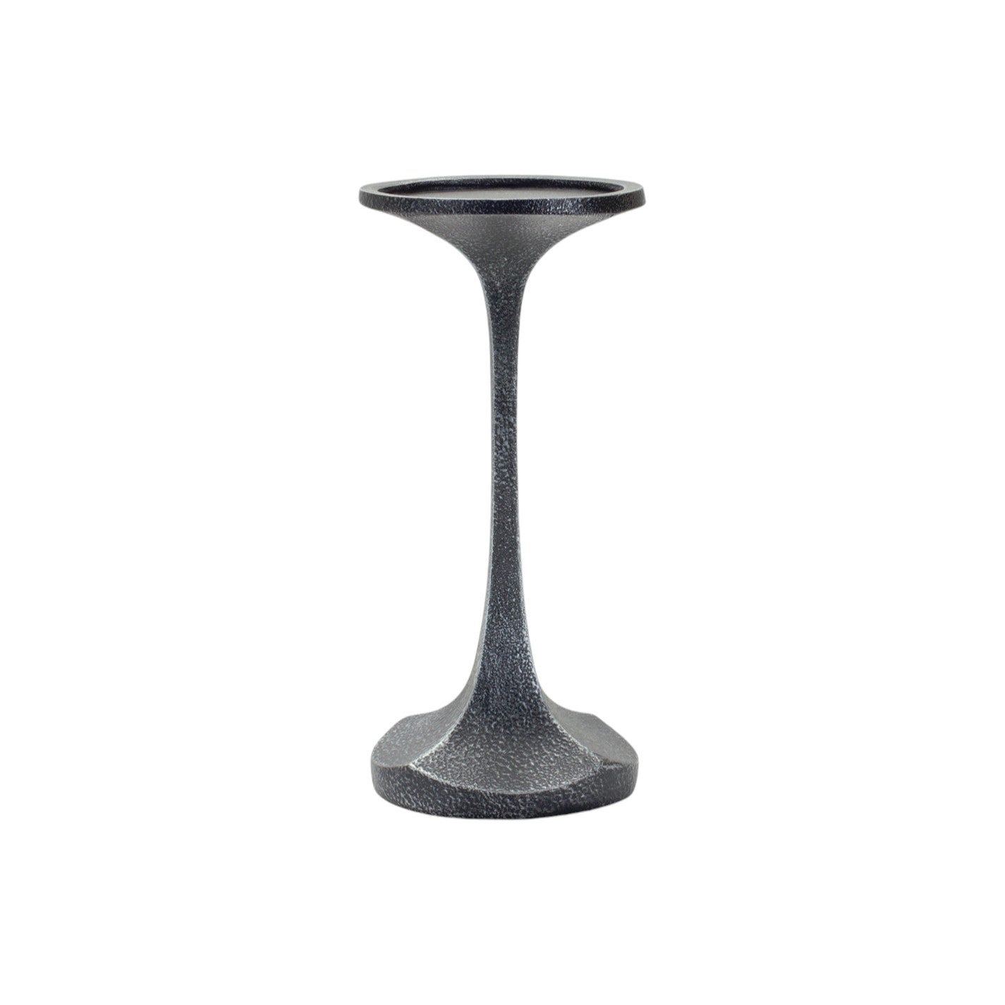 Set of Three Dark Gray Distressed Abstract Polyresin Tabletop Pillar Candle Holders-Candle Holders-DECOROLALA