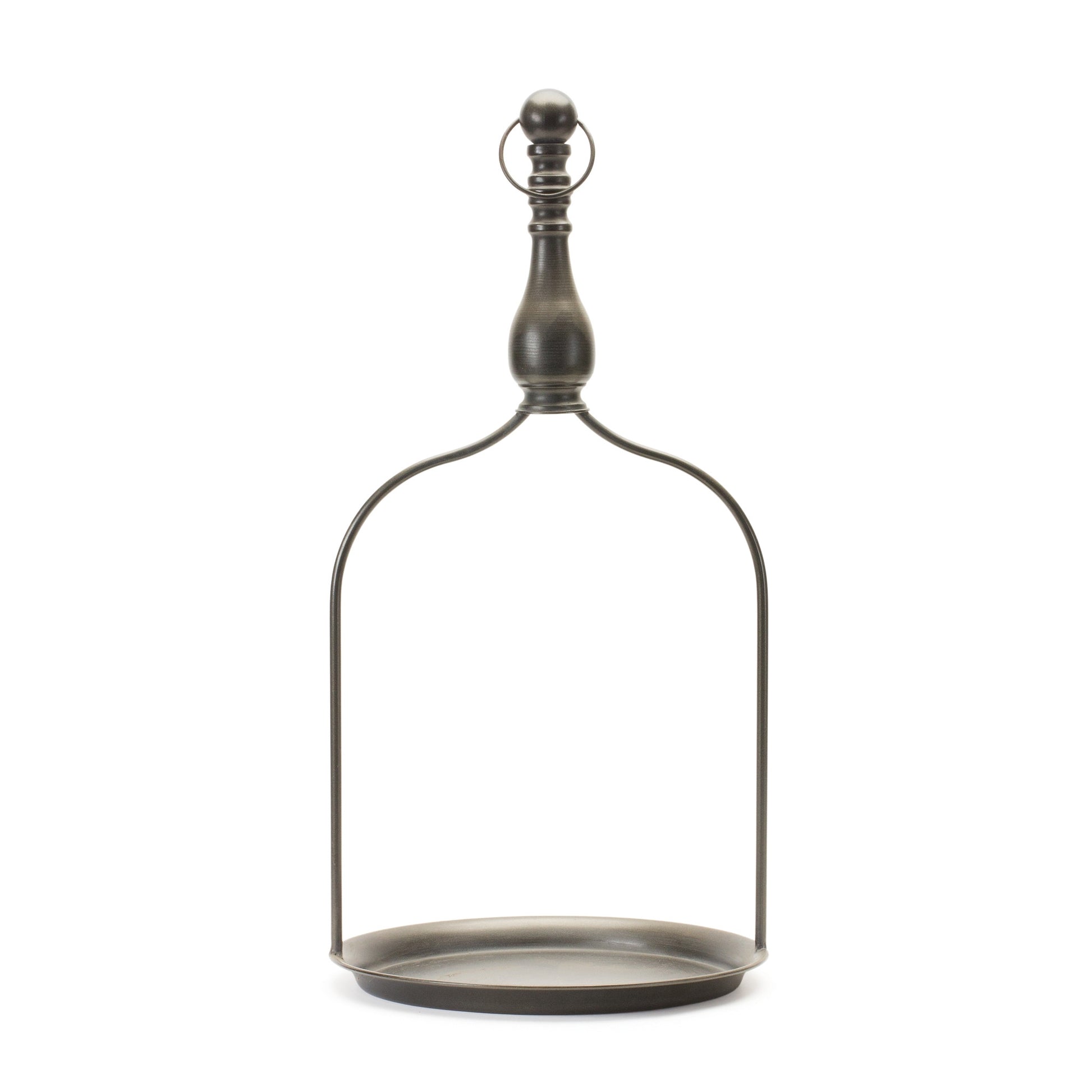 24" Brown Distressed Iron Tabletop Dish Candle Holder-Candle Holders-DECOROLALA