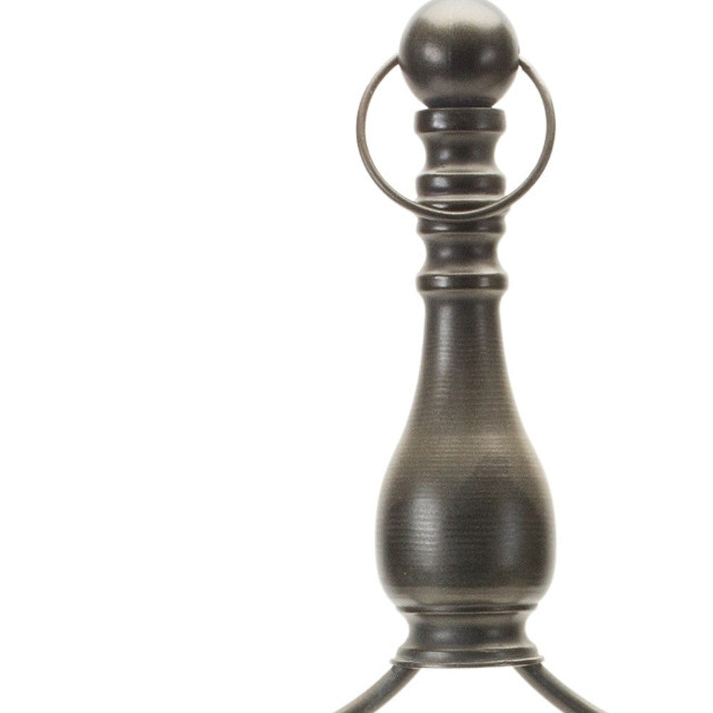 24" Brown Distressed Iron Tabletop Dish Candle Holder-Candle Holders-DECOROLALA
