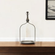 24" Brown Distressed Iron Tabletop Dish Candle Holder-Candle Holders-DECOROLALA