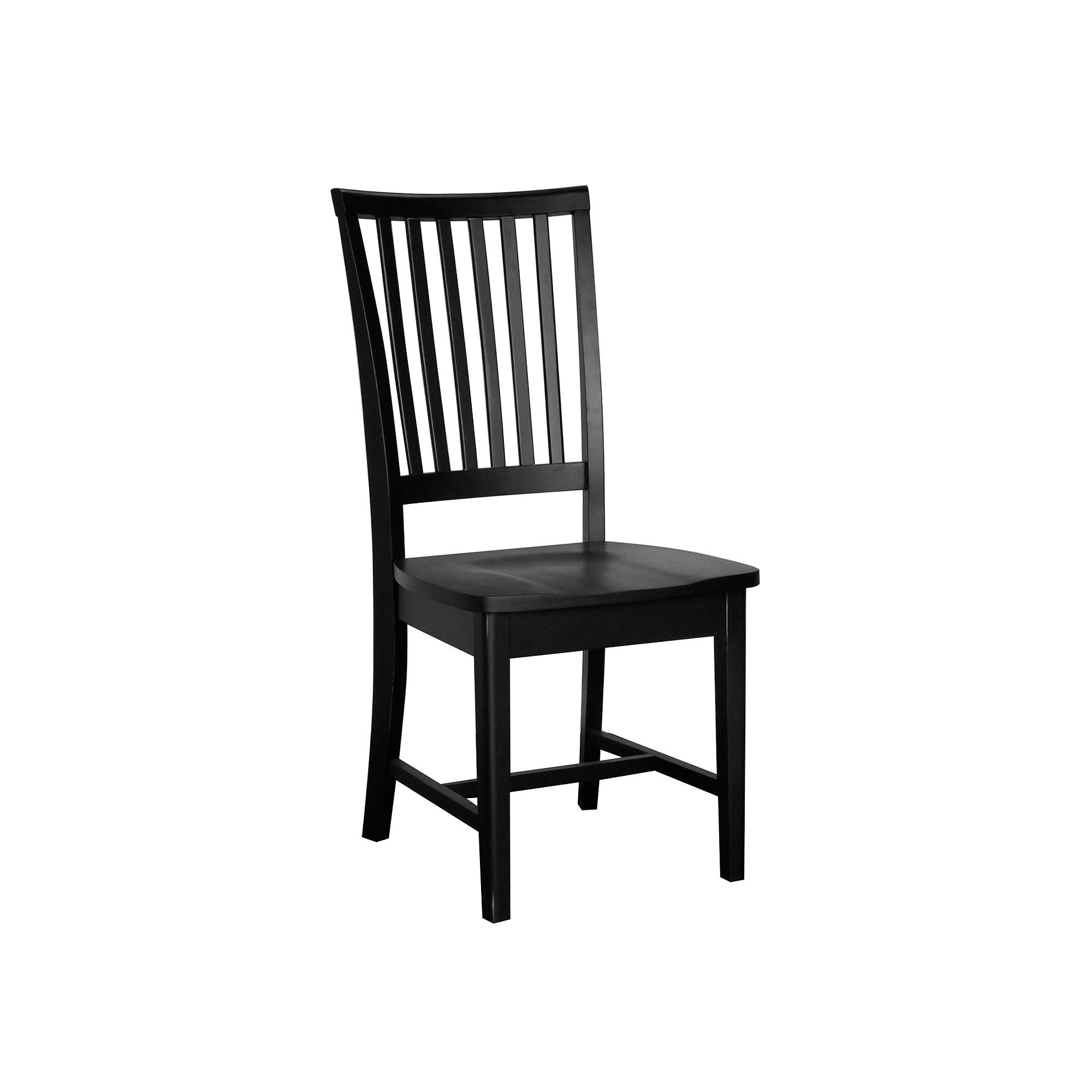 Black Wood Slat Back Dining Side Chair-Dining Chairs-DECOROLALA