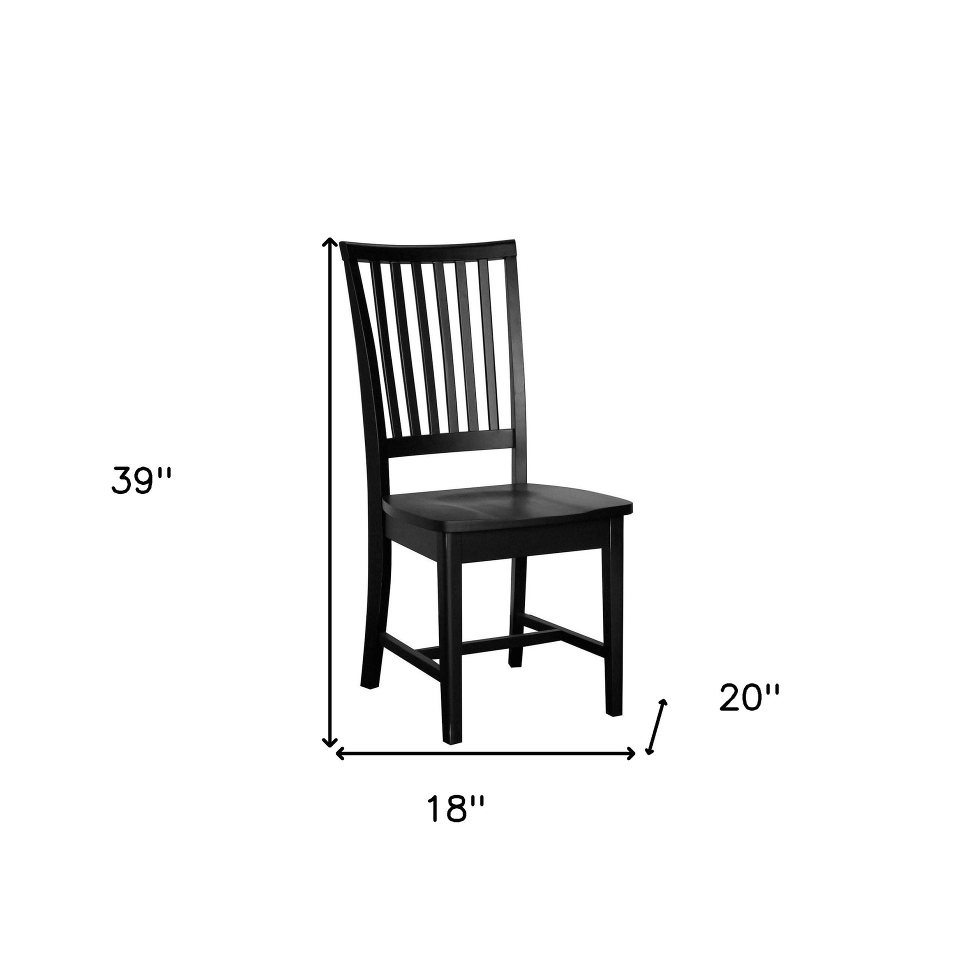 Black Wood Slat Back Dining Side Chair-Dining Chairs-DECOROLALA