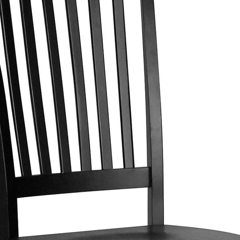 Black Wood Slat Back Dining Side Chair-Dining Chairs-DECOROLALA