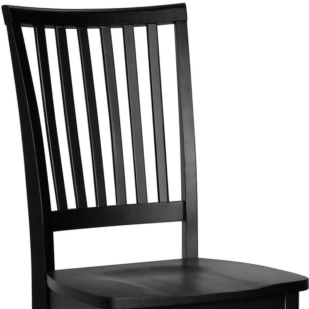Black Wood Slat Back Dining Side Chair-Dining Chairs-DECOROLALA