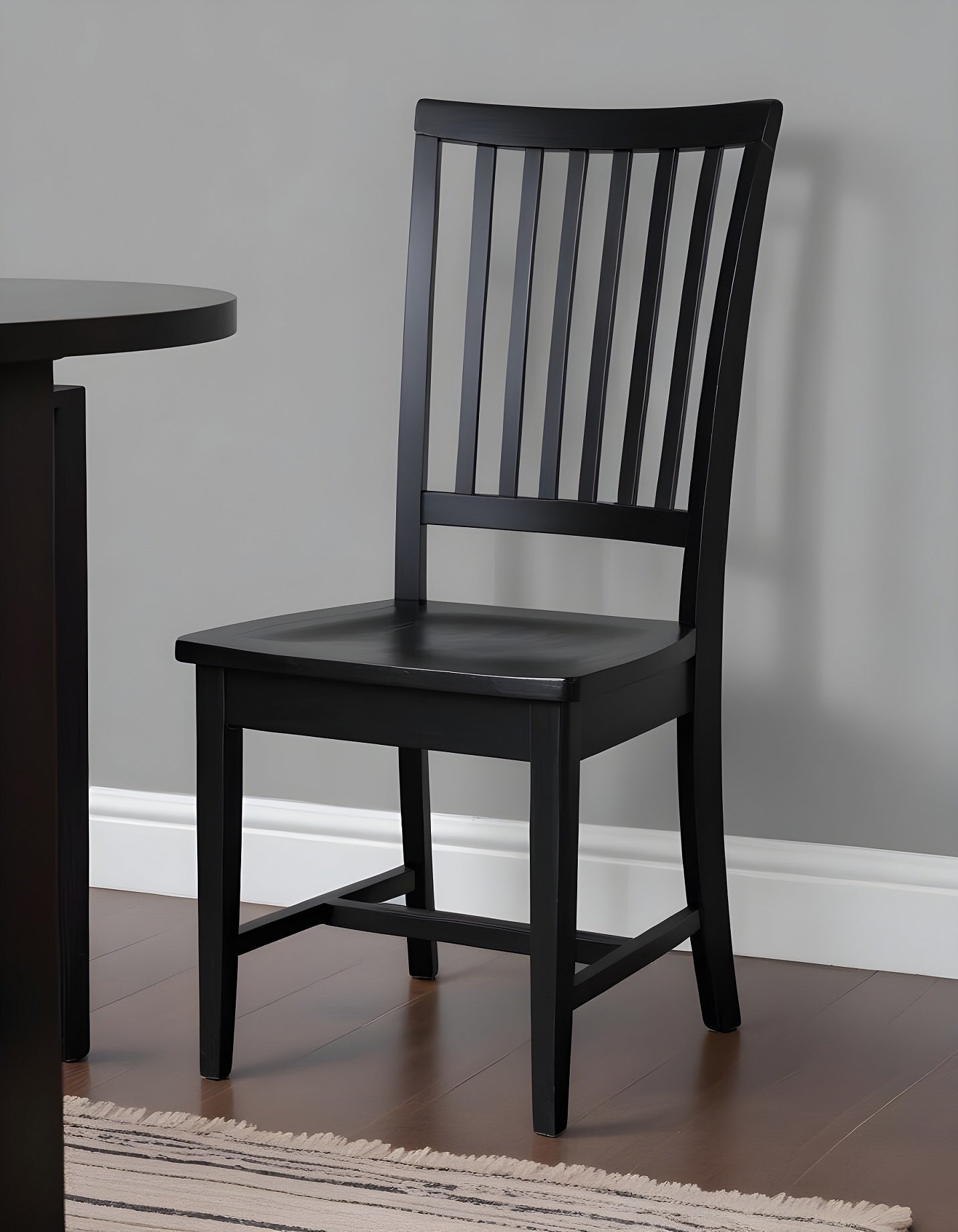 Black Wood Slat Back Dining Side Chair-Dining Chairs-DECOROLALA