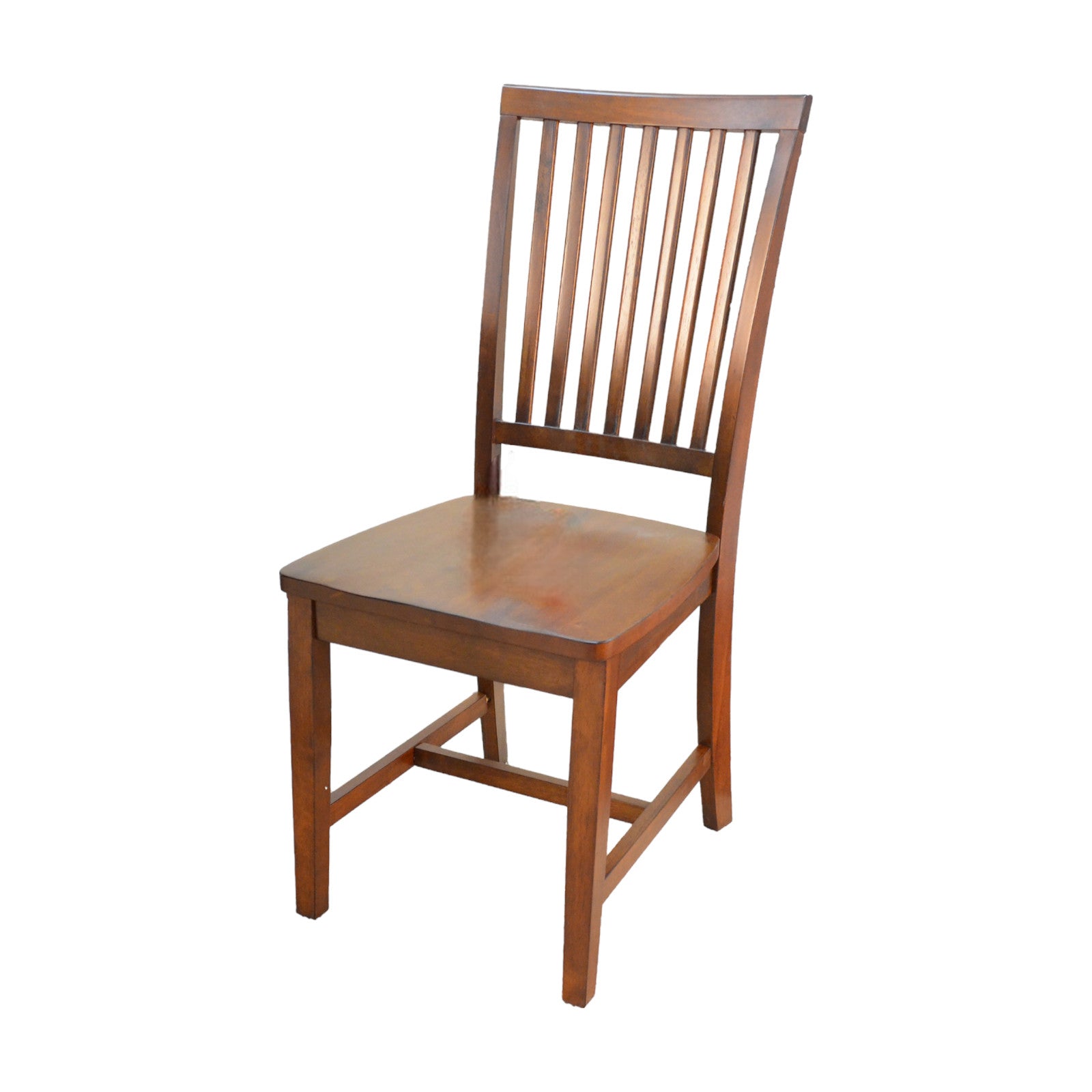 Chestnut Wood Slat Back Dining Side Chair-Dining Chairs-DECOROLALA