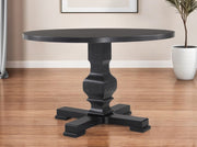 47" Black Rounded Solid Wood Pedestal Base Dining Table-Dining Tables-DECOROLALA