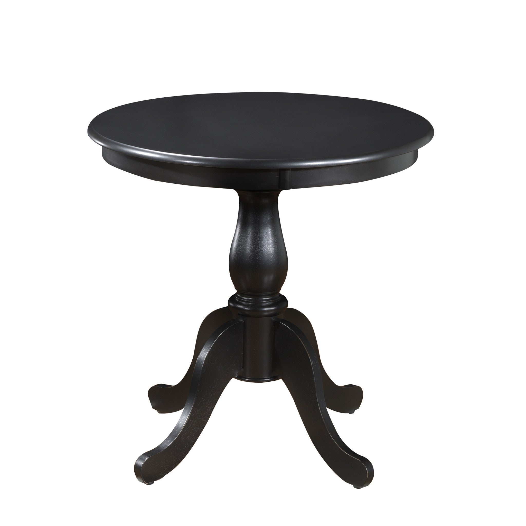 30" Black Rounded Solid Manufactured Wood And Solid Wood Pedestal Base Dining Table-Dining Tables-DECOROLALA