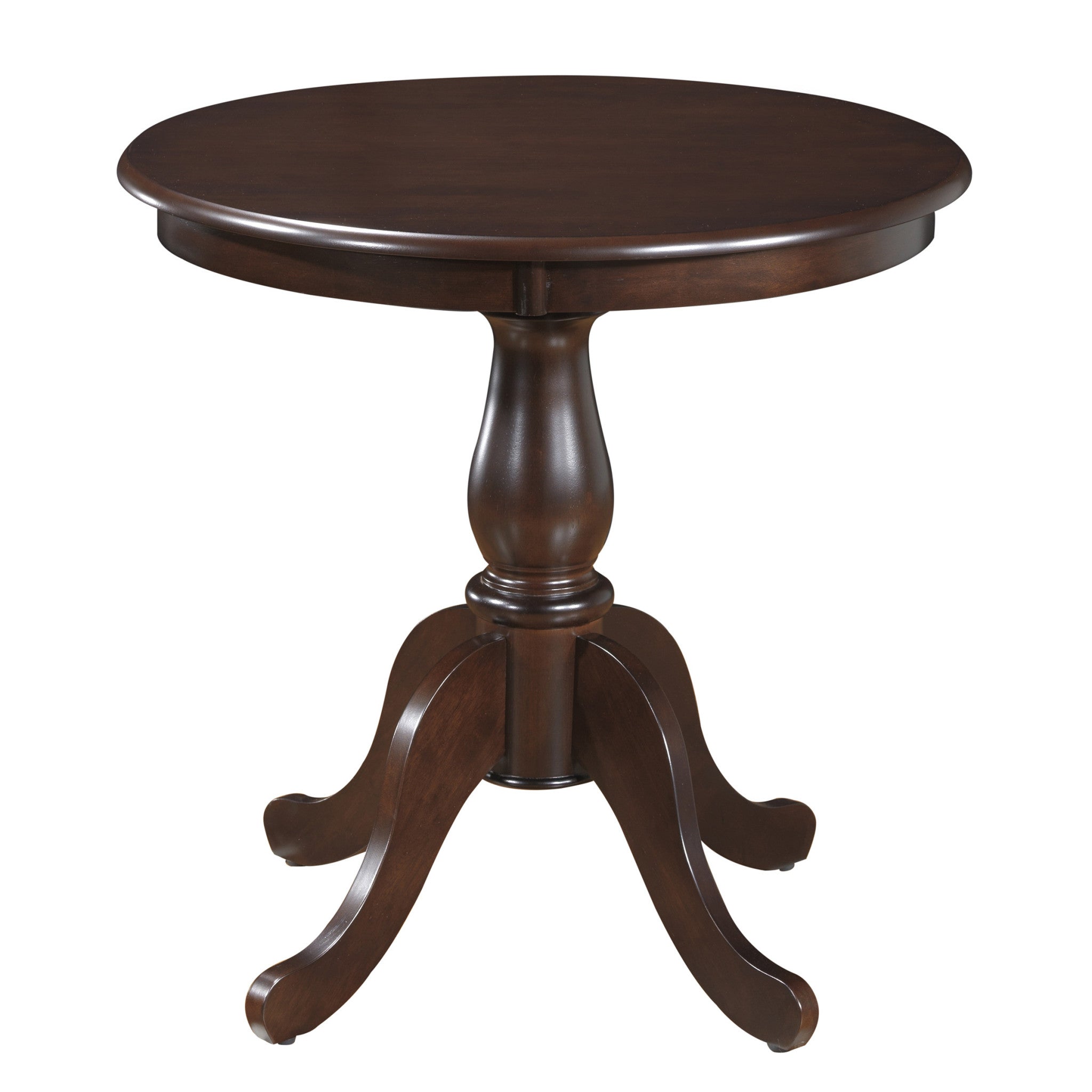 30" Espresso Rounded Solid Manufactured Wood And Solid Wood Pedestal Base Dining Table-Dining Tables-DECOROLALA