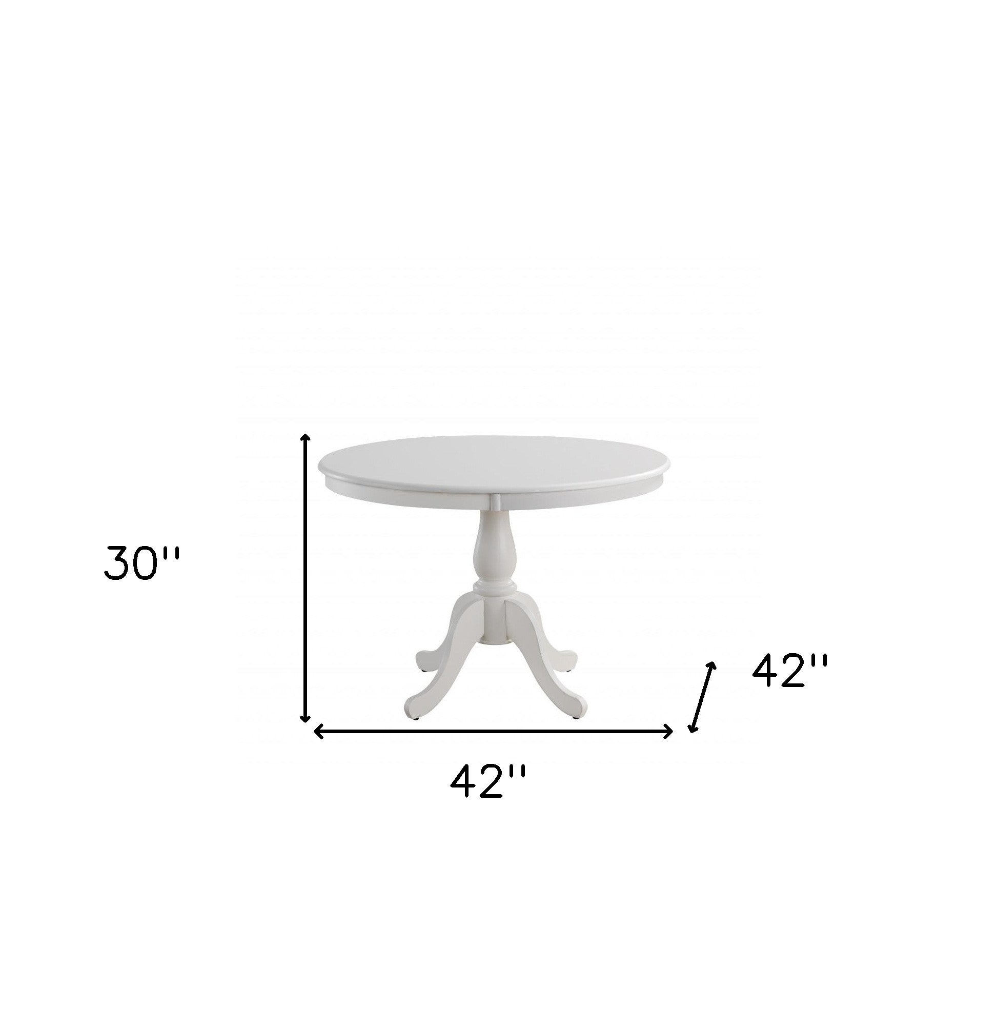 42" White Rounded Solid Manufactured Wood And Solid Wood Pedestal Base Dining Table-Dining Tables-DECOROLALA