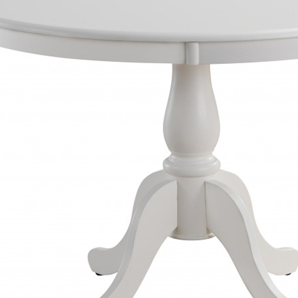 42" White Rounded Solid Manufactured Wood And Solid Wood Pedestal Base Dining Table-Dining Tables-DECOROLALA