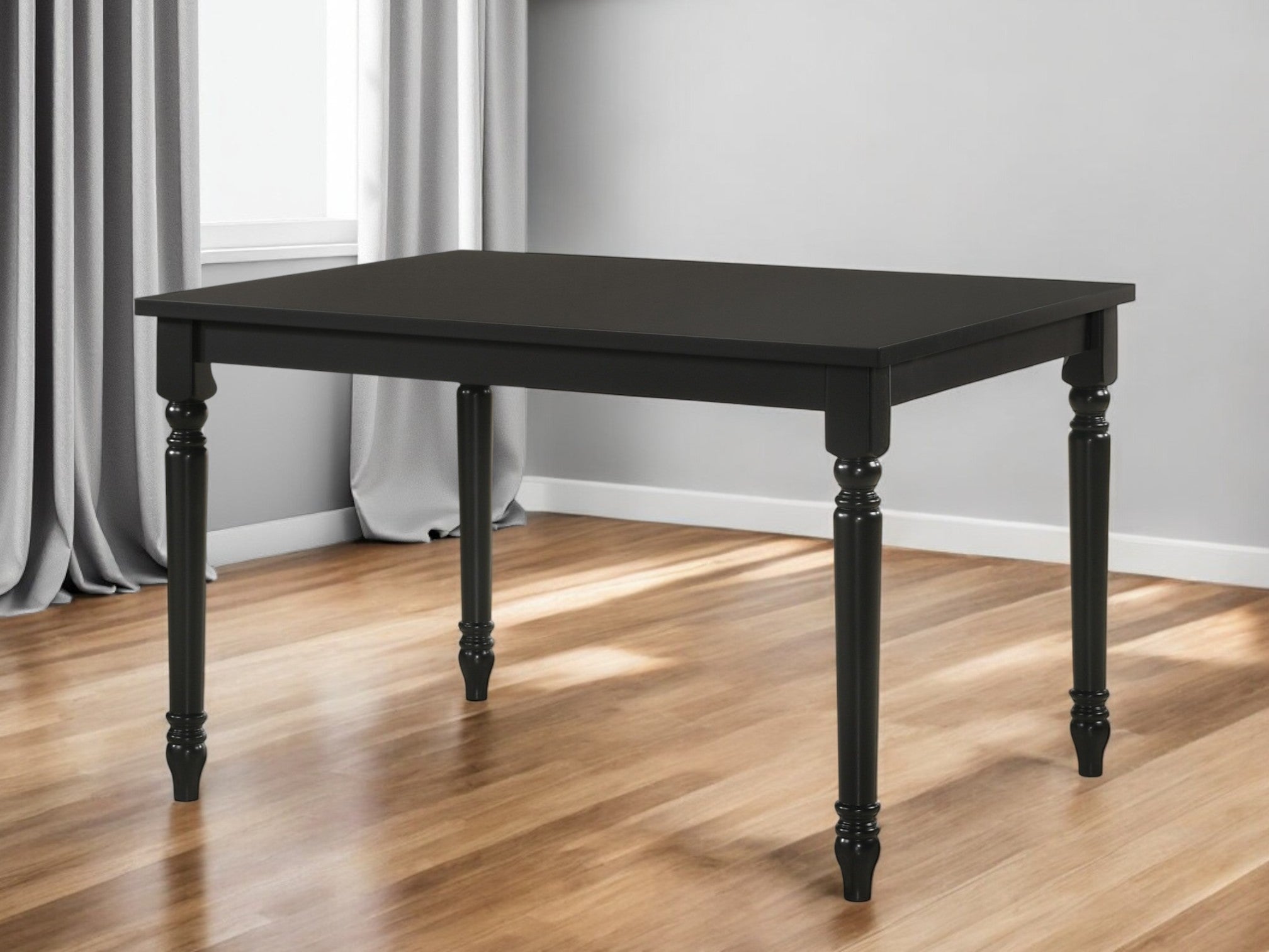 48" Black Solid Wood Dining Table-Dining Tables-DECOROLALA