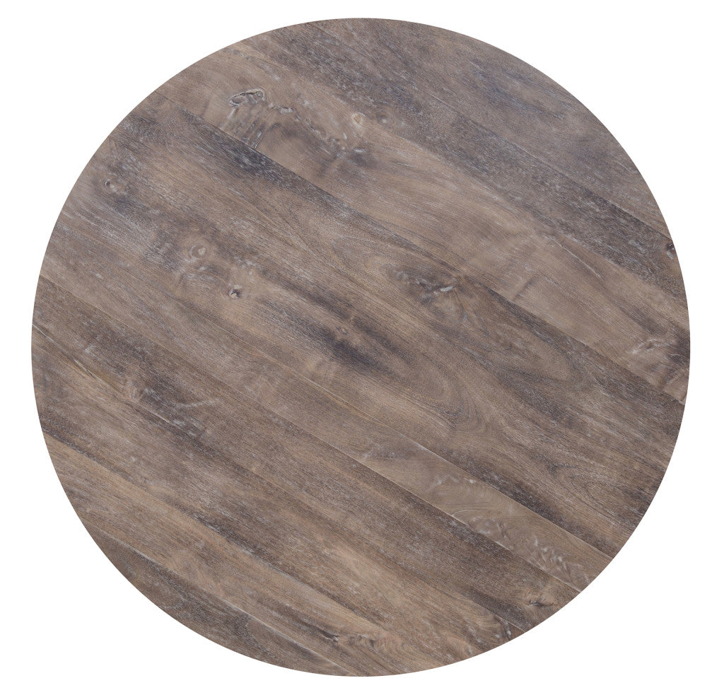 24" Brown Solid Wood Round End Table-2