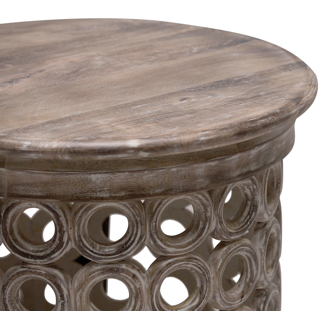 24" Brown Solid Wood Round End Table-4