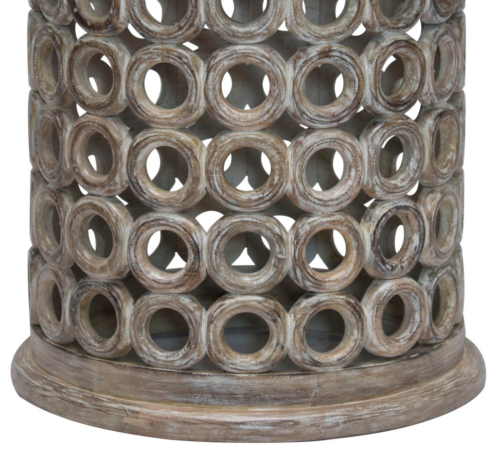 24" Brown Solid Wood Round End Table-3