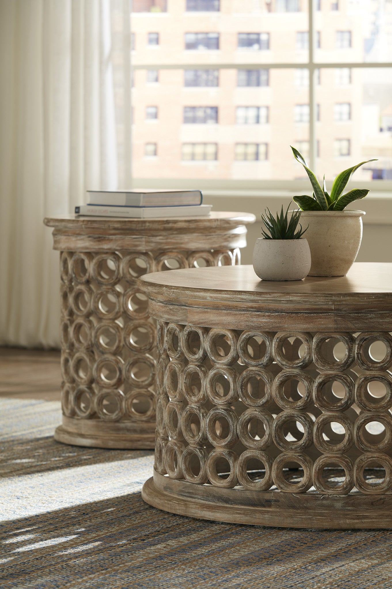 24" Brown Solid Wood Round End Table-6