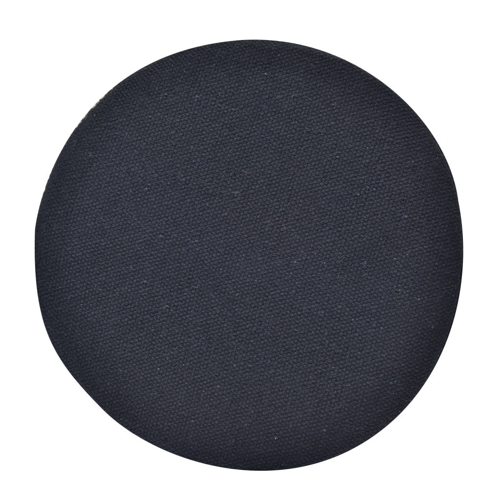 16" Black And White Cotton And Natural Round Chevron Ottoman-Ottomans-DECOROLALA