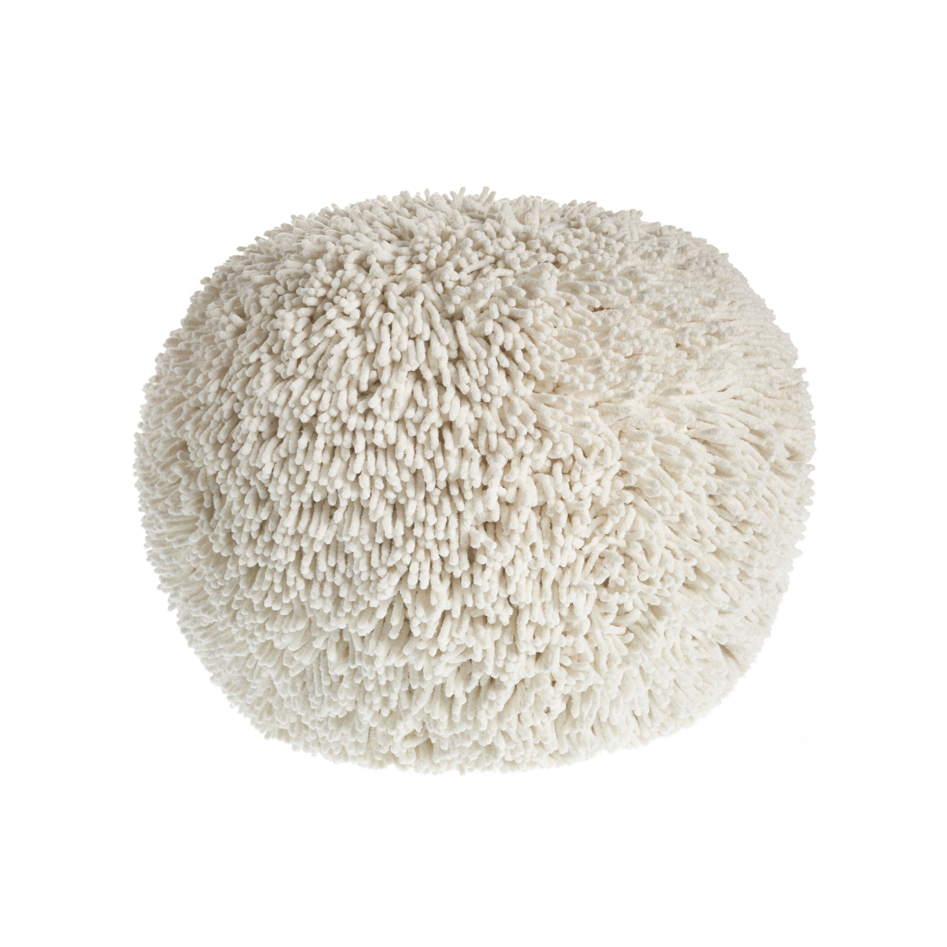 20" Cream Cotton Tufted Round Geometric Pouf Ottoman-Ottomans-DECOROLALA