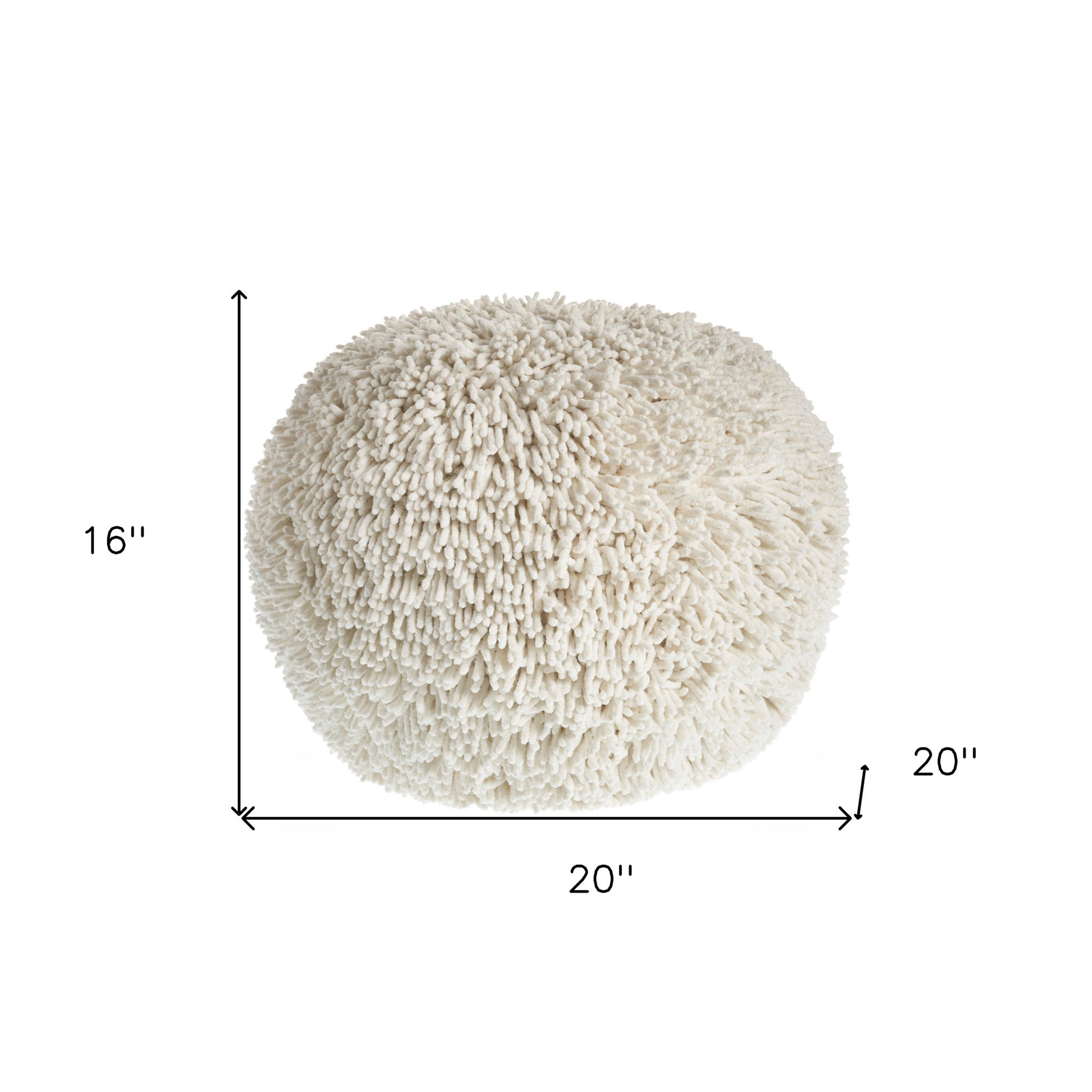 20" Cream Cotton Tufted Round Geometric Pouf Ottoman-Ottomans-DECOROLALA