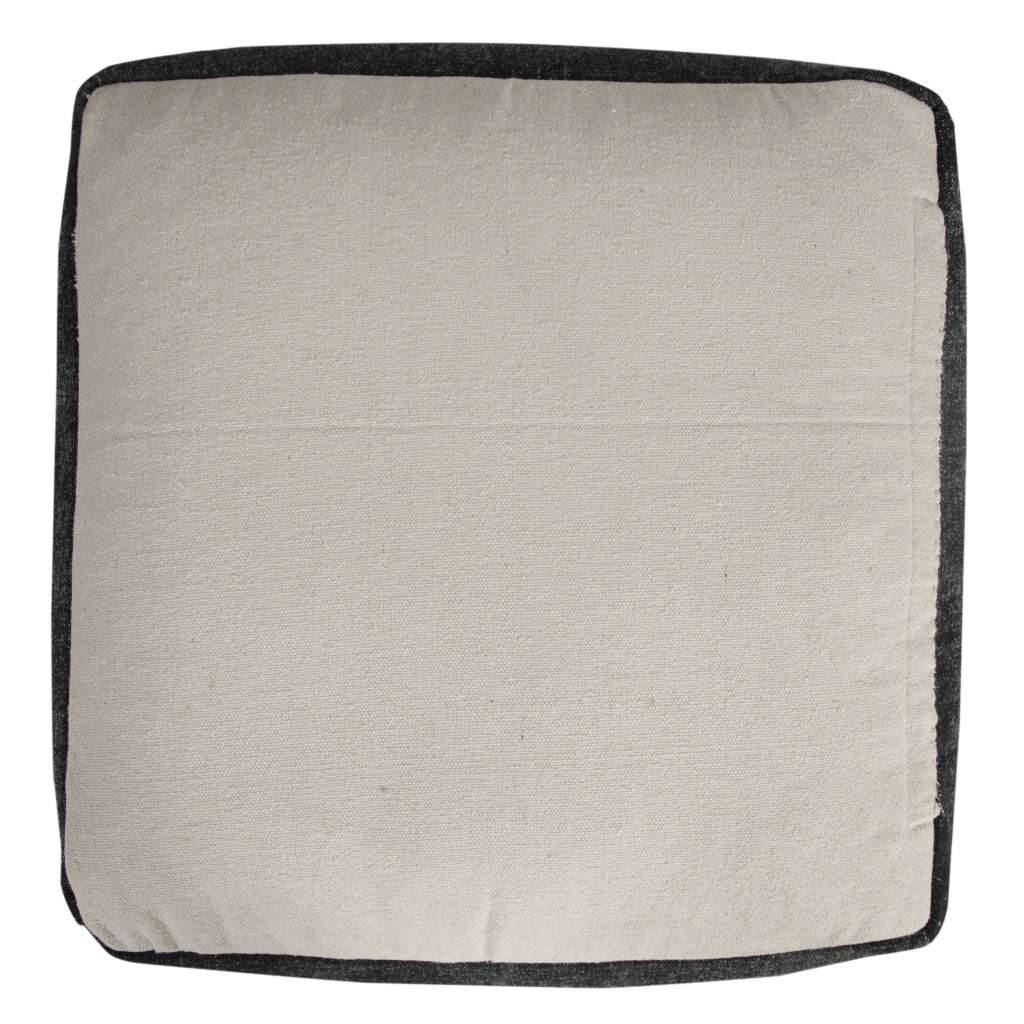 18" Black Cotton Geometric Pouf Ottoman-Ottomans-DECOROLALA