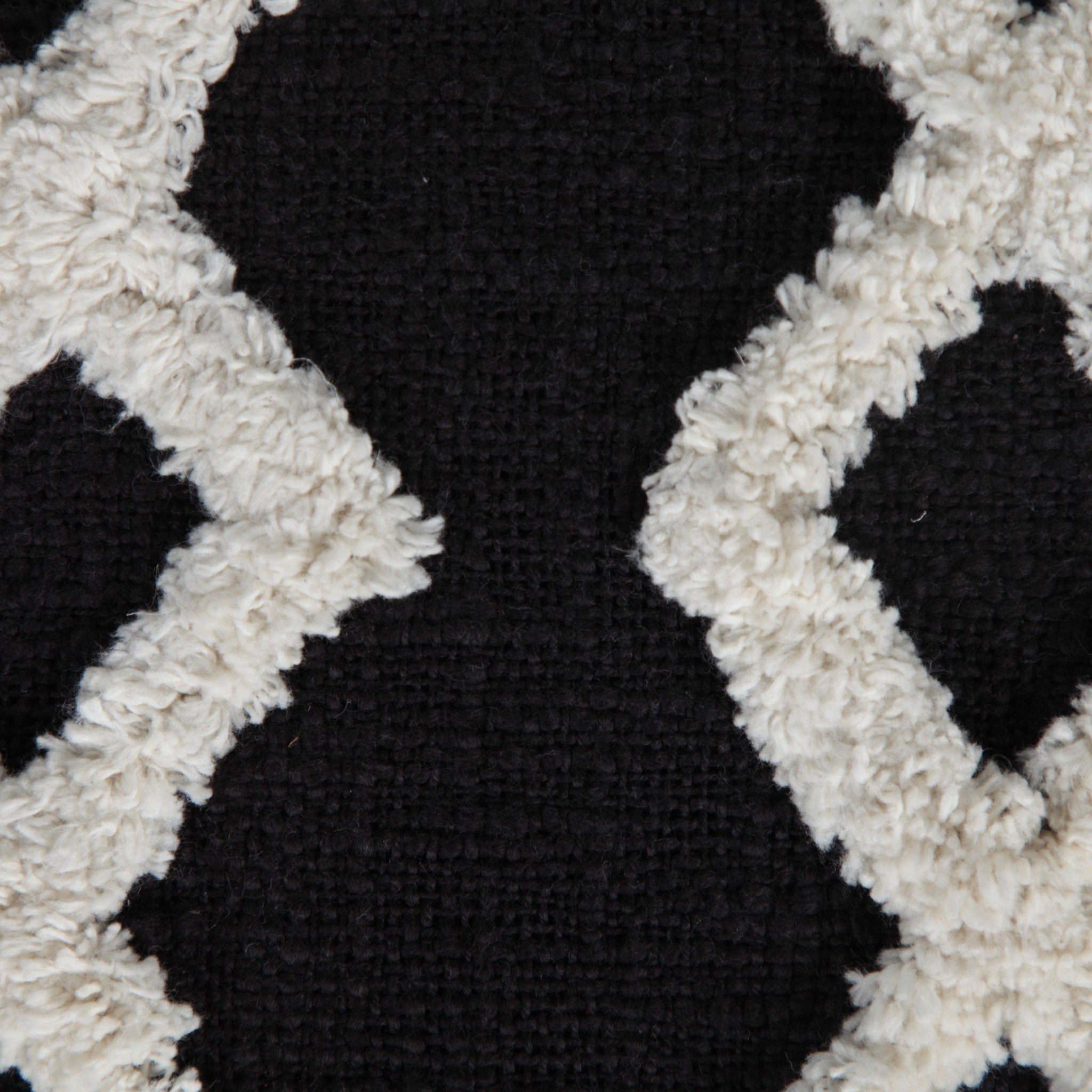 18" Black Cotton Geometric Pouf Ottoman-Ottomans-DECOROLALA