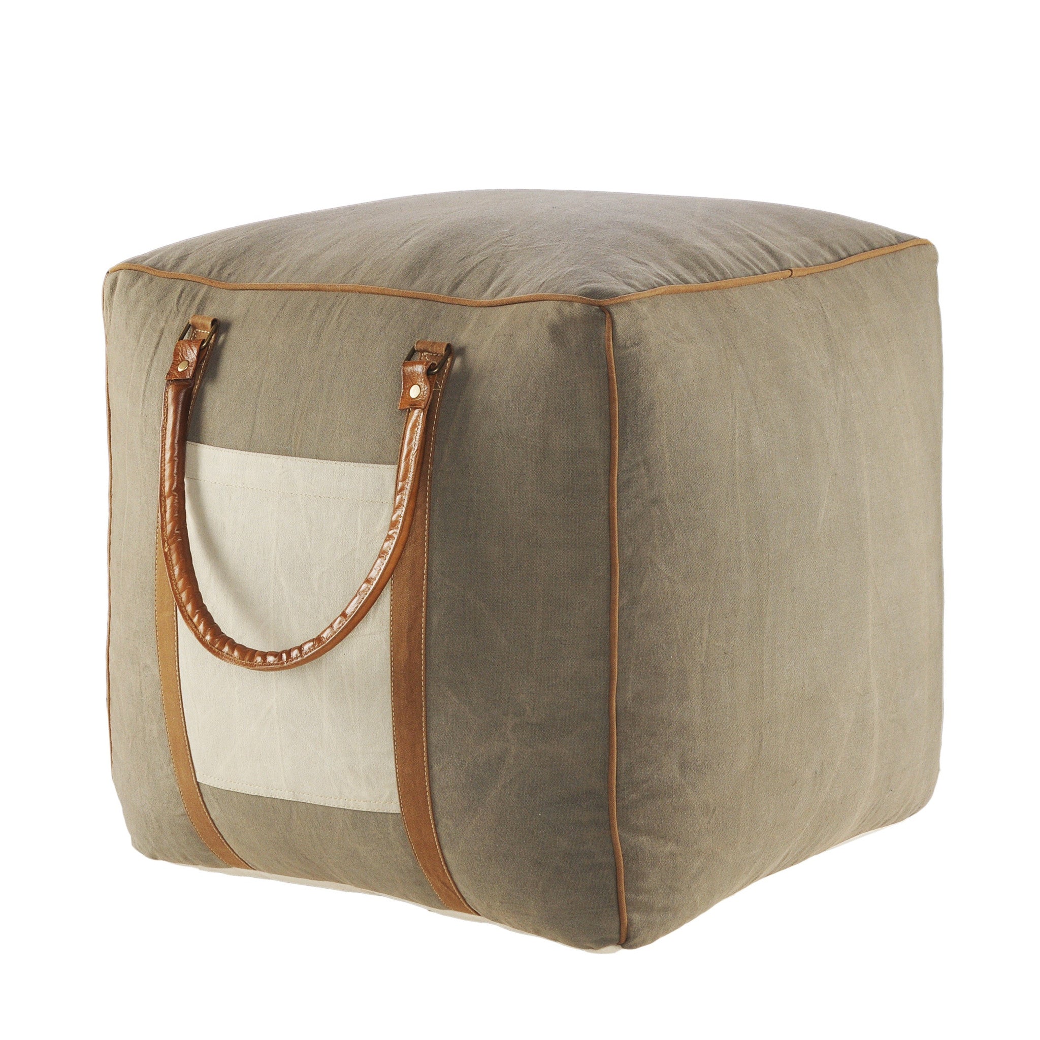 20" Gray Cotton Blend Ottoman-Ottomans-DECOROLALA