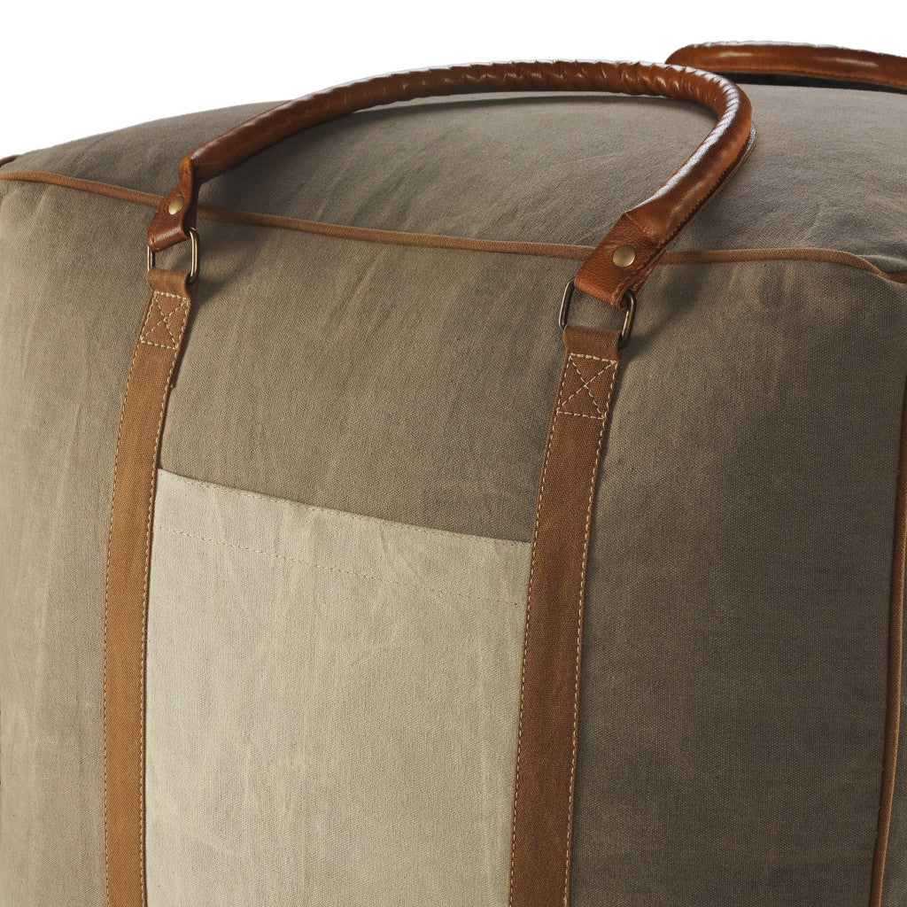 20" Gray Cotton Blend Ottoman-Ottomans-DECOROLALA