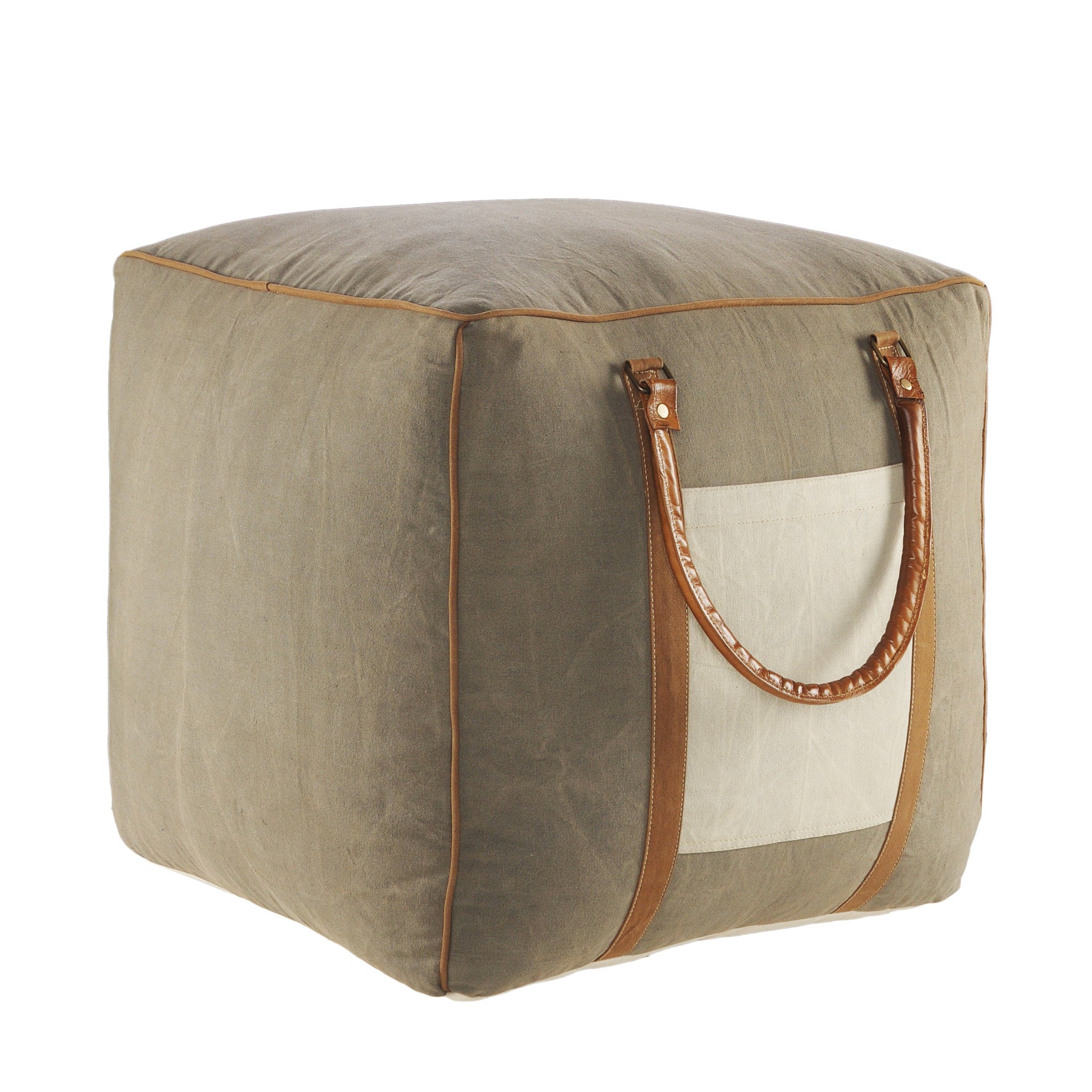20" Gray Cotton Blend Ottoman-Ottomans-DECOROLALA