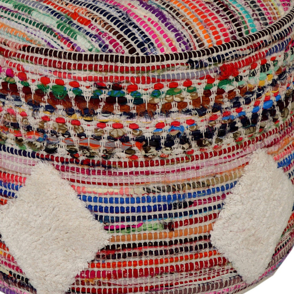 18" Rainbow Cylinder Geometric Pouf Ottoman-Ottomans-DECOROLALA