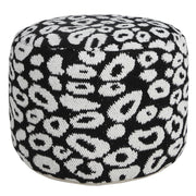 18" Black Cylinder Abstract Pouf Ottoman-Ottomans-DECOROLALA