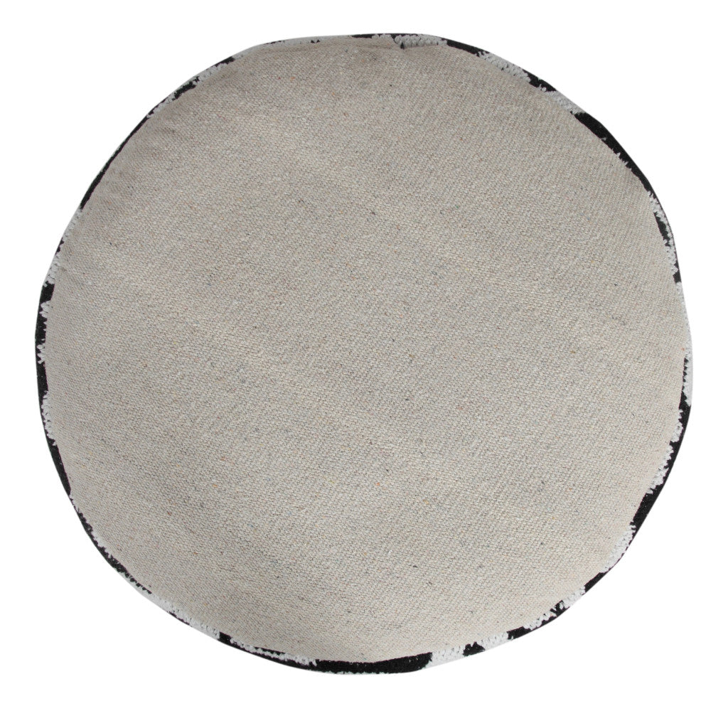 18" Black Cylinder Abstract Pouf Ottoman-Ottomans-DECOROLALA