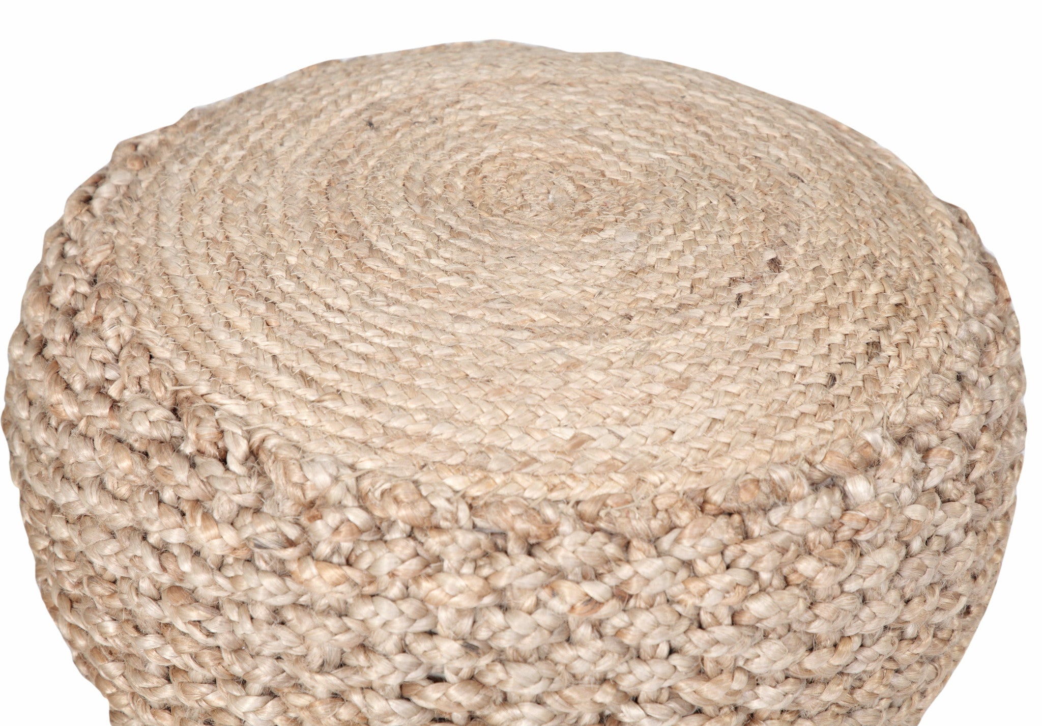 20" Tan Round Geometric Pouf Ottoman-Ottomans-DECOROLALA