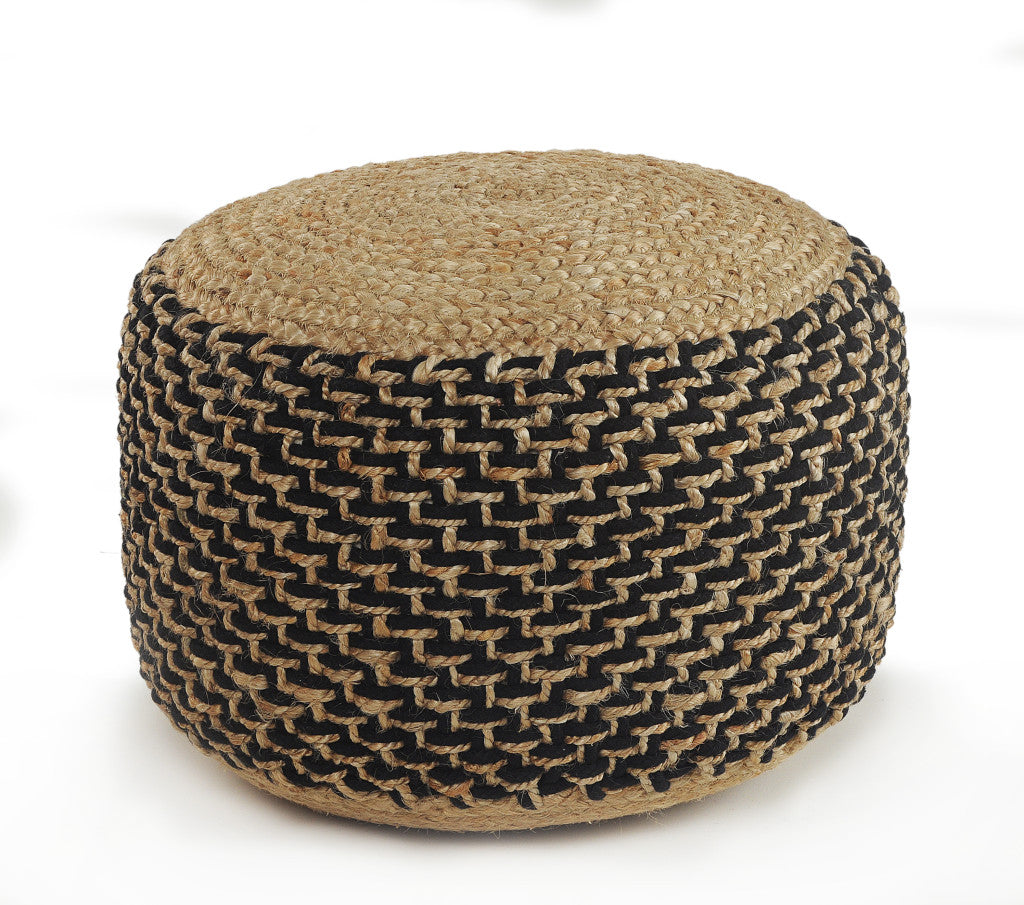 18" Tan Jute Ottoman-0
