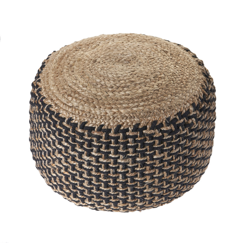 18" Tan Jute Ottoman-1