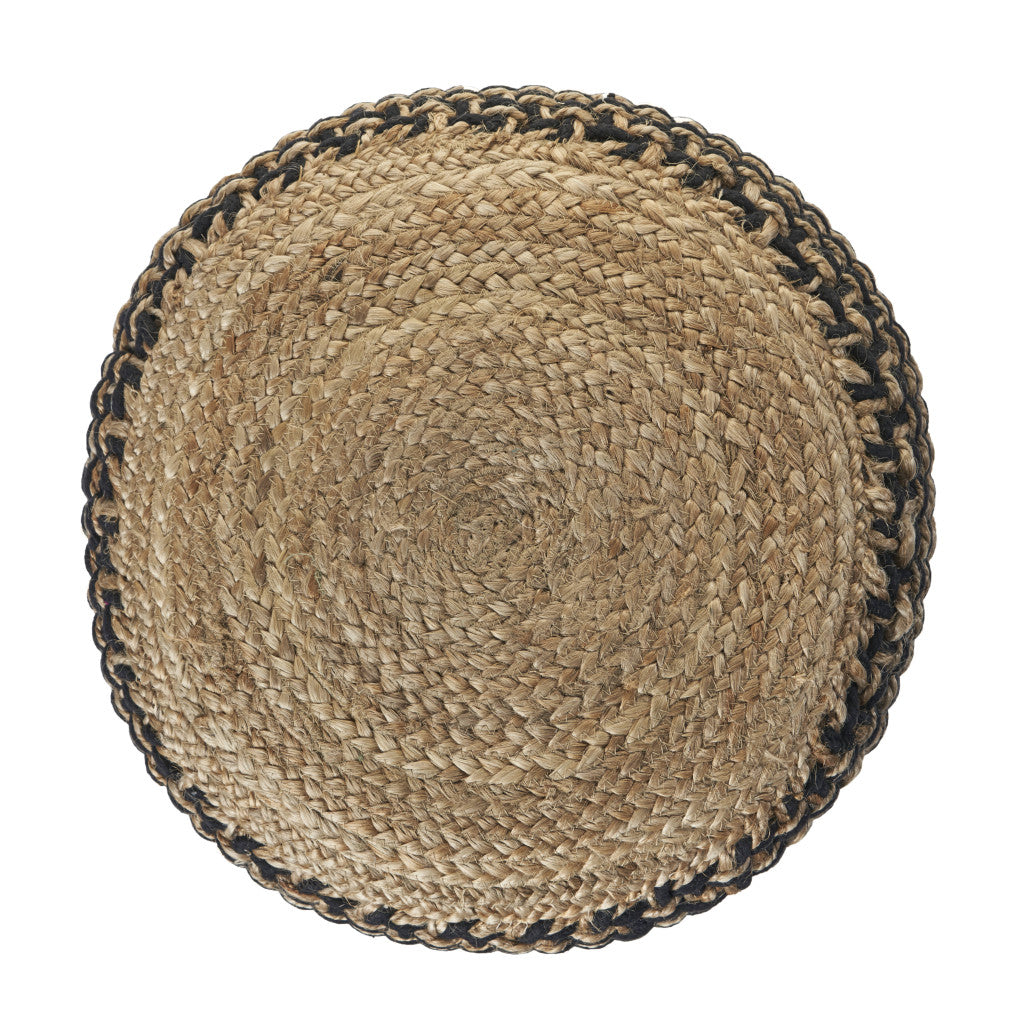 18" Tan Jute Ottoman-2