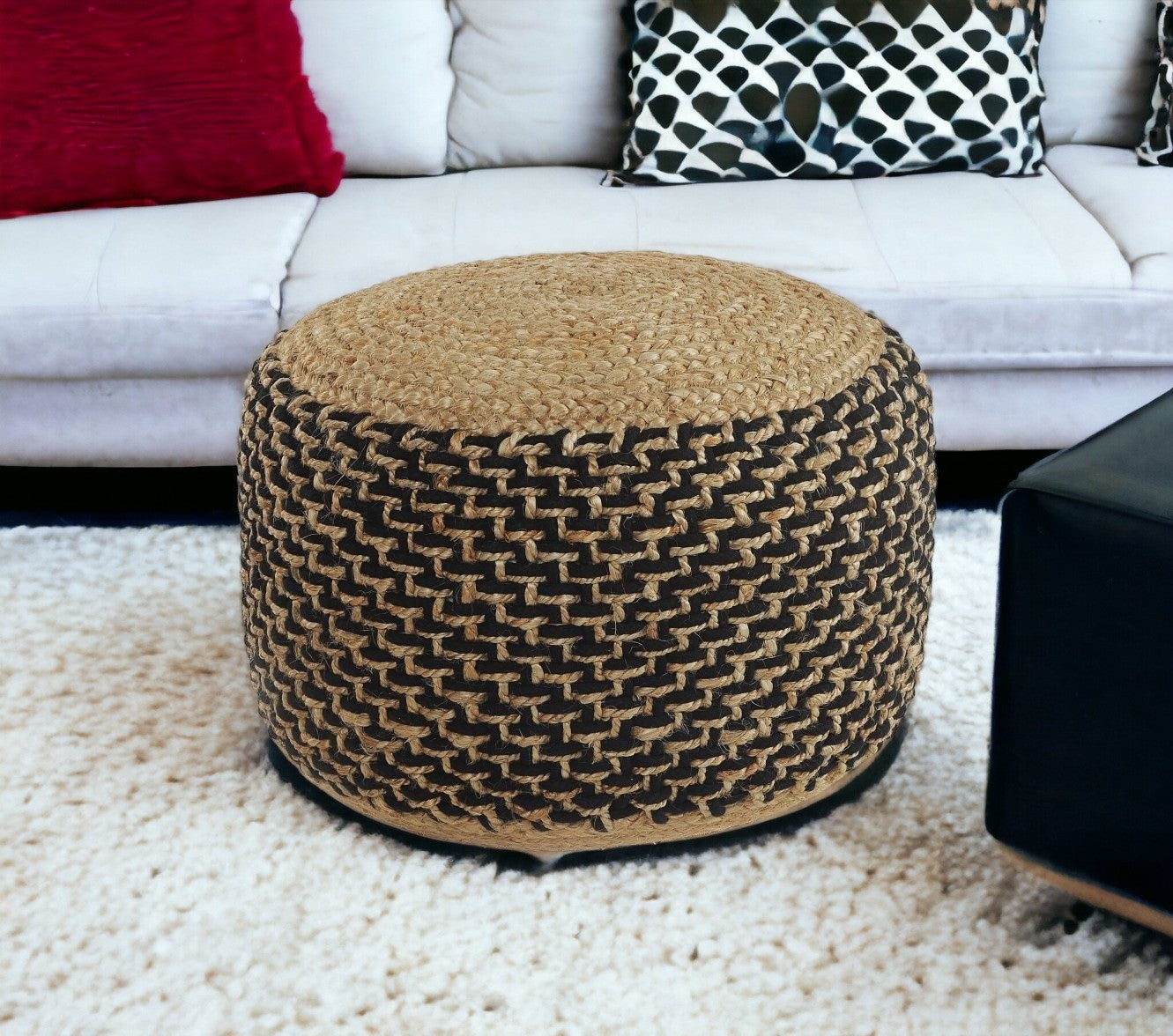 18" Tan Jute Ottoman-3