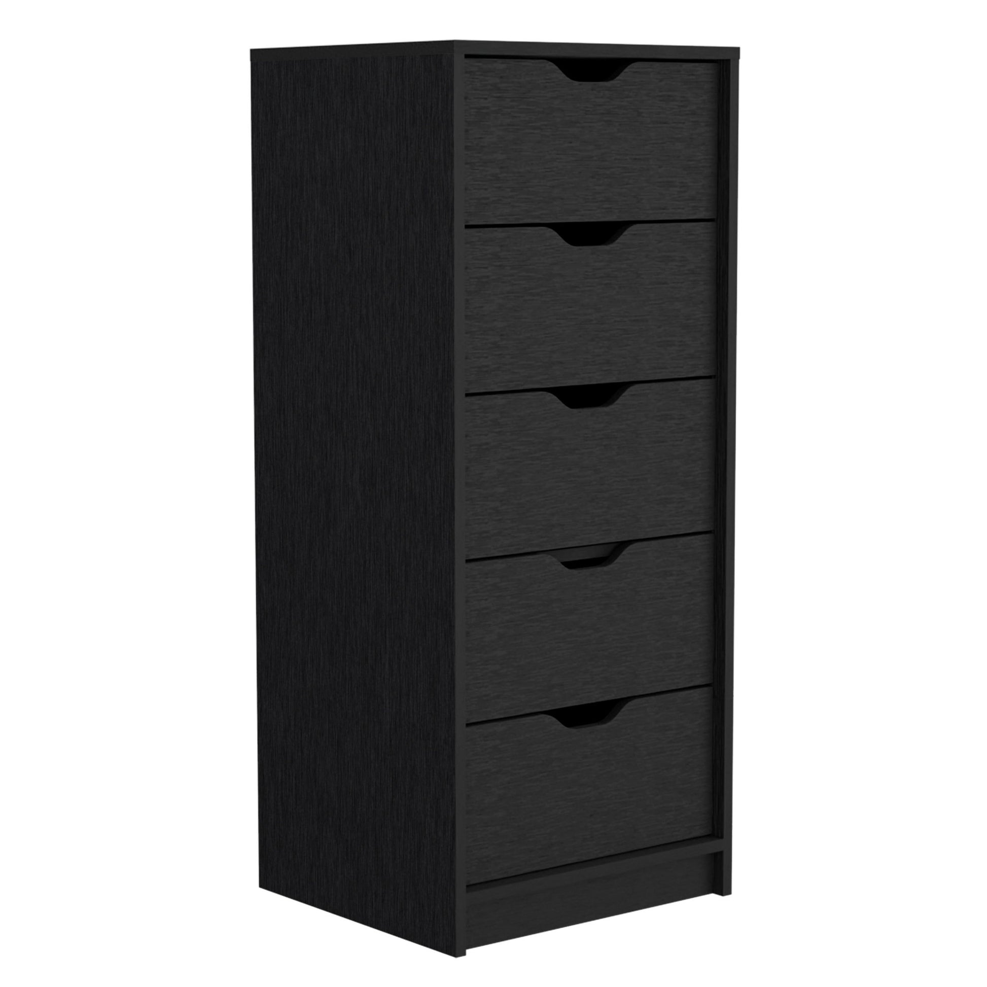 18" Black Charcoal Manufactured Wood Five Drawer Tall and Narrow Dresser-3