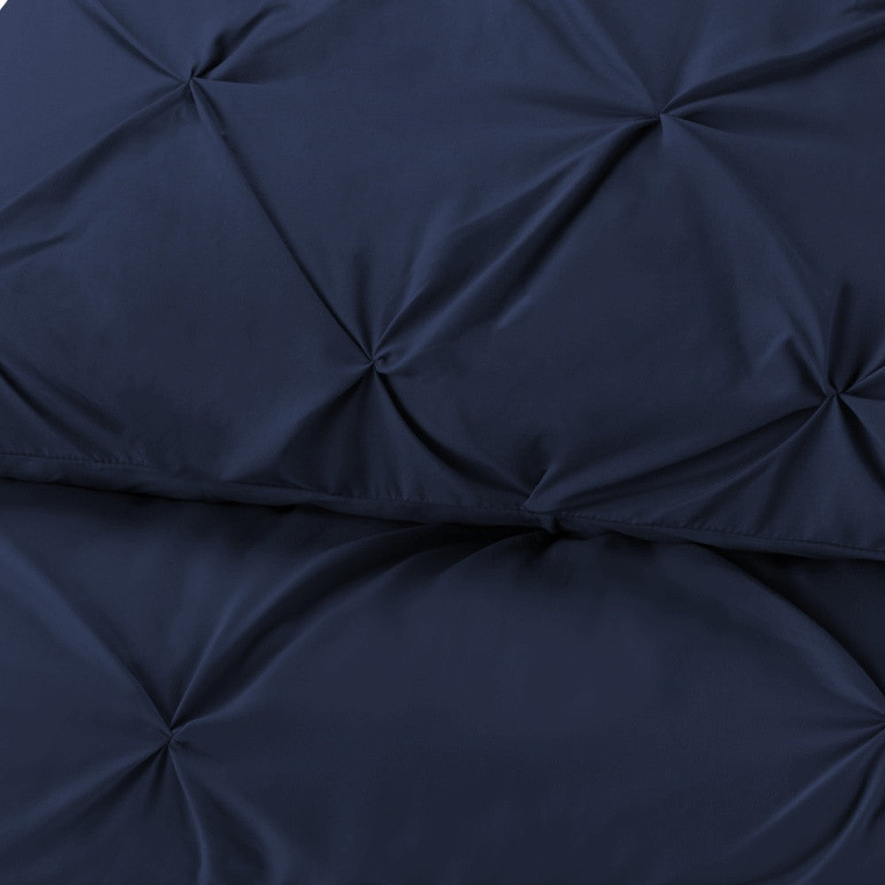 Navy Blue Queen Microfiber 110 Thread Count Washable Down Alternative Comforter-Down Comforters and Duvets-DECOROLALA