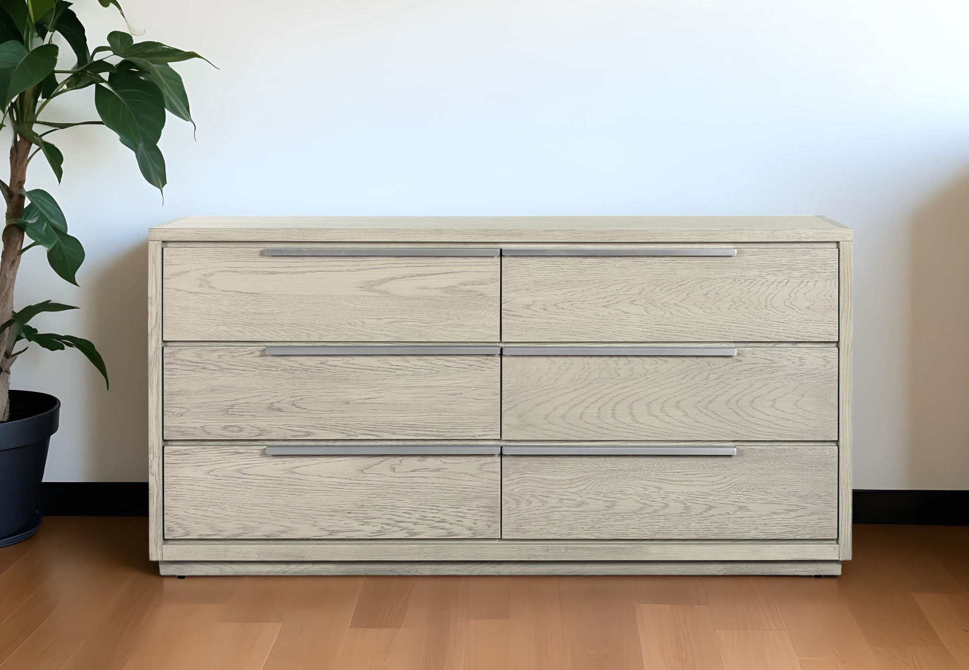 63" Gray Solid Wood Six Drawer Double Dresser-Dressers-DECOROLALA