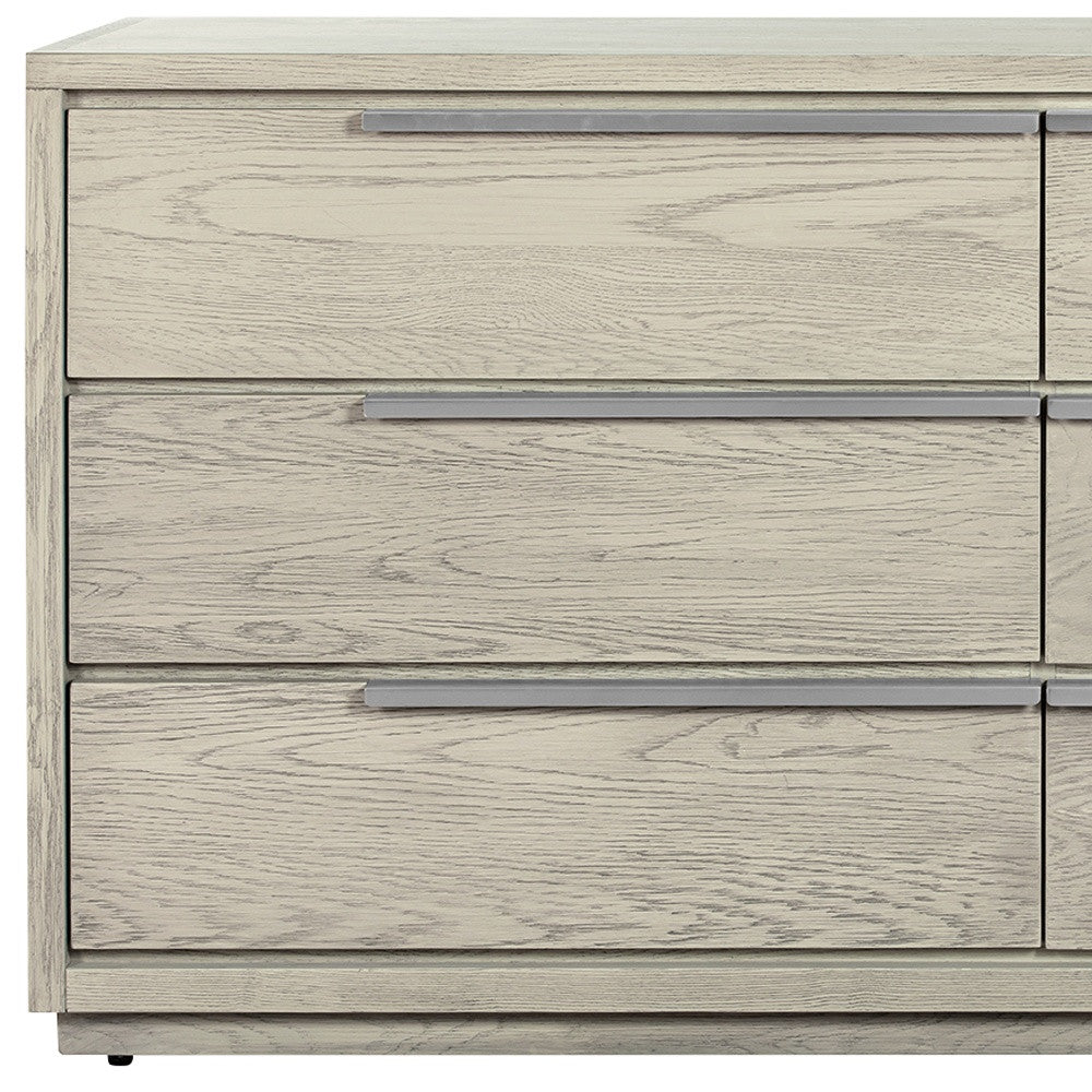 63" Gray Solid Wood Six Drawer Double Dresser-Dressers-DECOROLALA